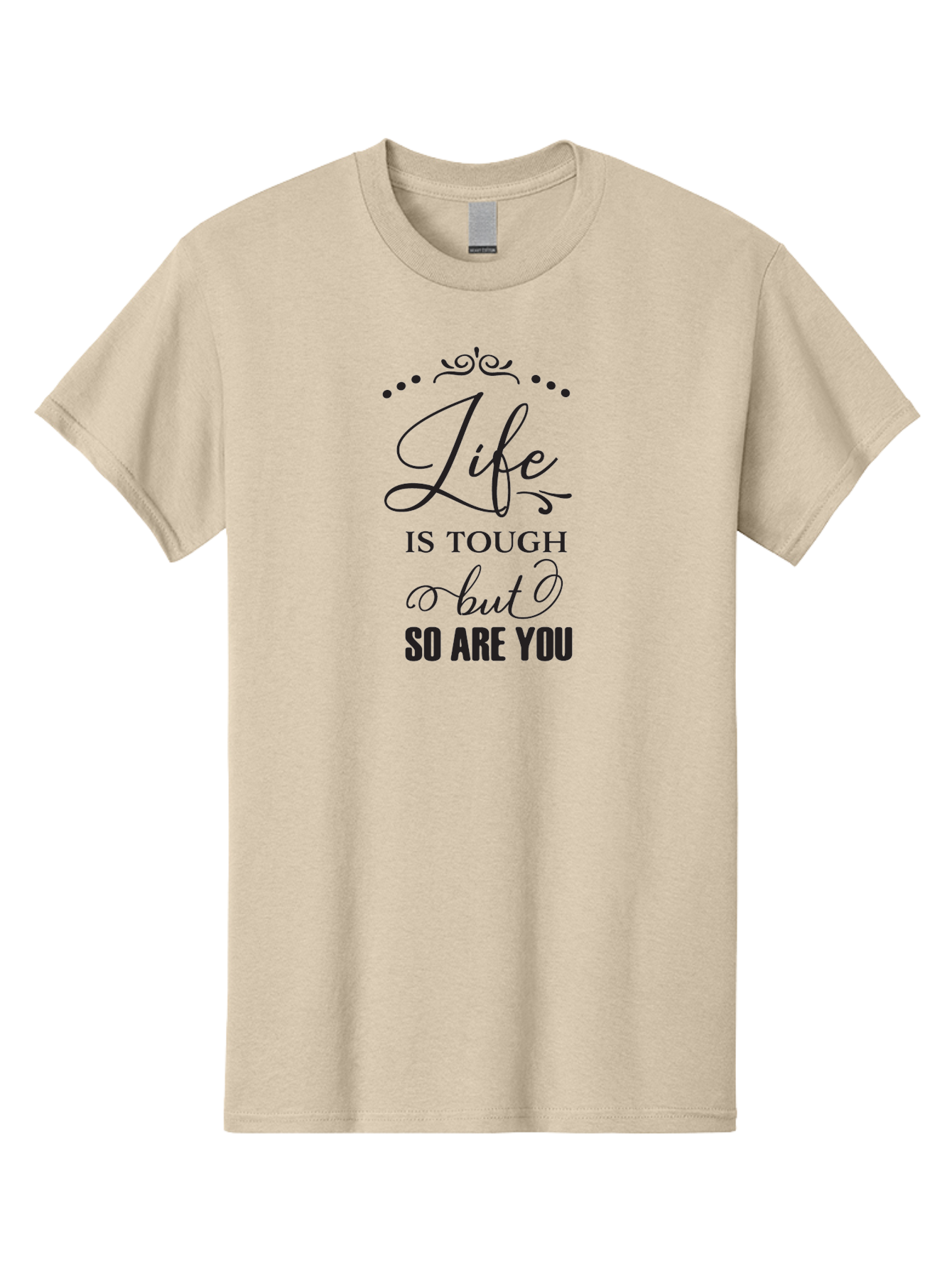 Life-Is-Tough-But-So-Are-You Men'S Graphic Tee, 100% Cotton, Comfortable Casual Summer Wear, Machine Washable, Motivational Quotes, Inspirational Sayings, Life Challenges, Resilience, Empowerment, Positive Affirmations, Inner Strength, Aac948
