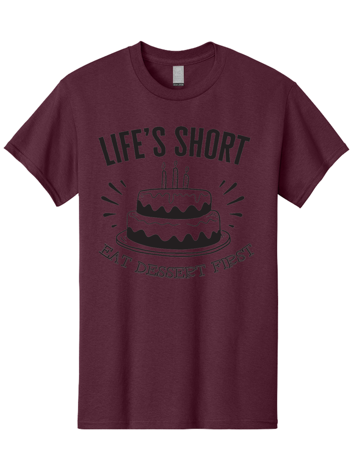 Life-S-Short-Eat-Dessert-First Men'S Graphic Tee, 100% Cotton, Comfortable Casual Summer Wear, Machine Washable, Life'S Short Eat Dessert First, Birthday Cake, Dessert Lovers, Sweet Treats, Indulgent Delights, Celebratory Treats, Aac951