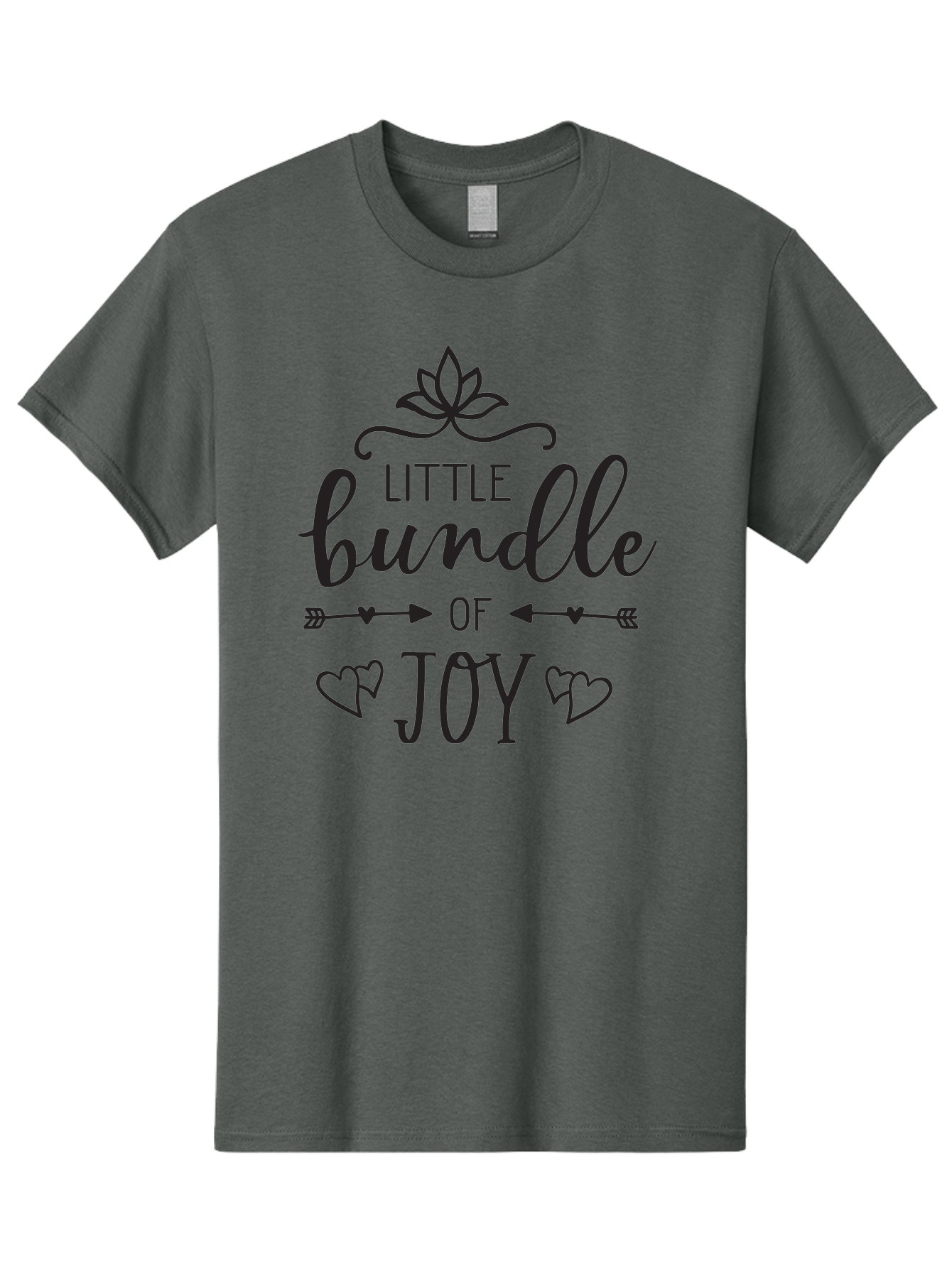 Little-Bundle-Of-Joy Men'S Graphic Tee, 100% Cotton, Comfortable Casual Summer Wear, Machine Washable, New Baby Announcement, Joyful Sentiment, Cute Typography, Baby'S Arrival, Decorative Elements, Hearts, Arrows, Minimalist Design, Aac952
