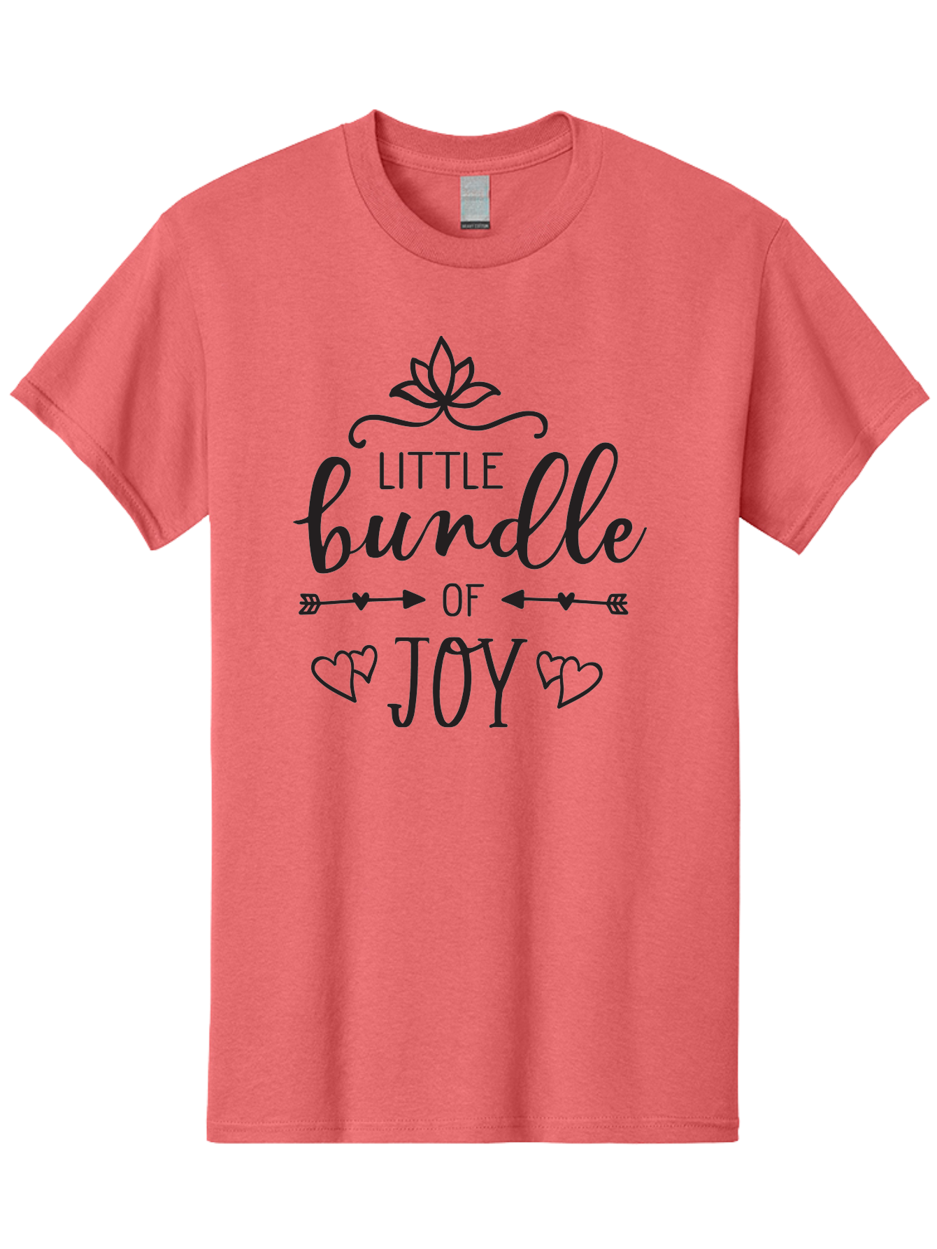 Little-Bundle-Of-Joy Men'S Graphic Tee, 100% Cotton, Comfortable Casual Summer Wear, Machine Washable, New Baby Announcement, Joyful Sentiment, Cute Typography, Baby'S Arrival, Decorative Elements, Hearts, Arrows, Minimalist Design, Aac952