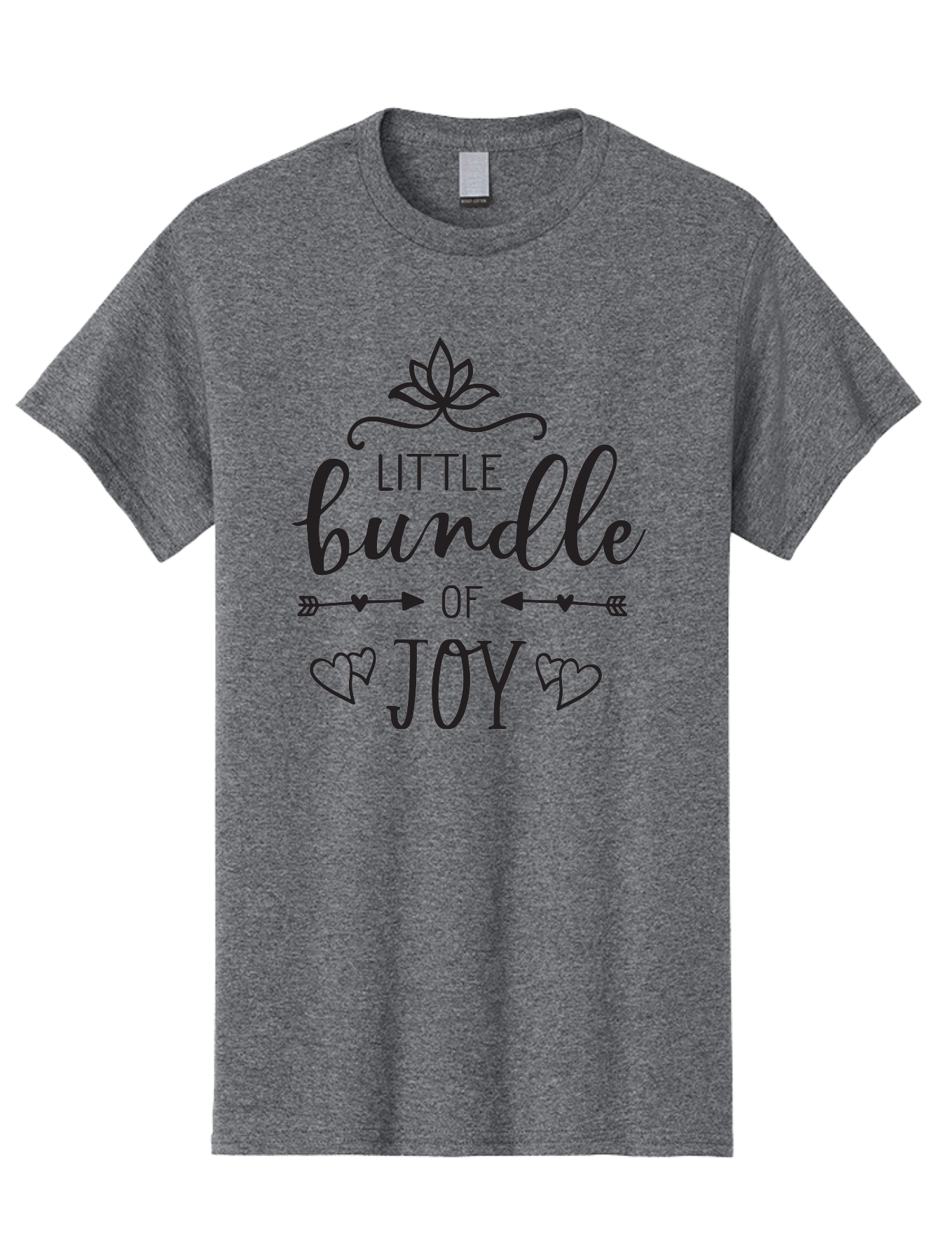 Little-Bundle-Of-Joy Men'S Graphic Tee, 100% Cotton, Comfortable Casual Summer Wear, Machine Washable, New Baby Announcement, Joyful Sentiment, Cute Typography, Baby'S Arrival, Decorative Elements, Hearts, Arrows, Minimalist Design, Aac952