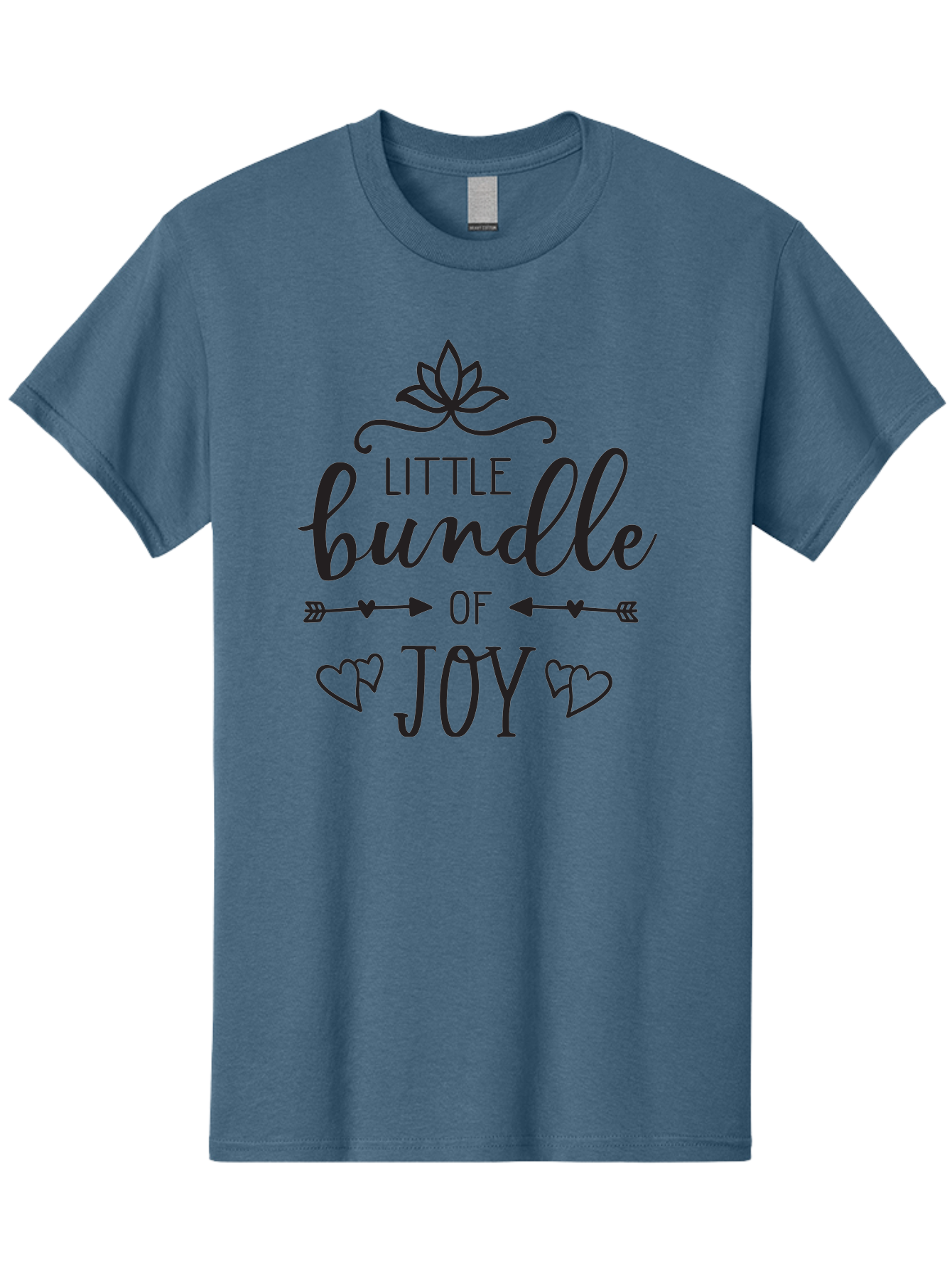 Little-Bundle-Of-Joy Men'S Graphic Tee, 100% Cotton, Comfortable Casual Summer Wear, Machine Washable, New Baby Announcement, Joyful Sentiment, Cute Typography, Baby'S Arrival, Decorative Elements, Hearts, Arrows, Minimalist Design, Aac952