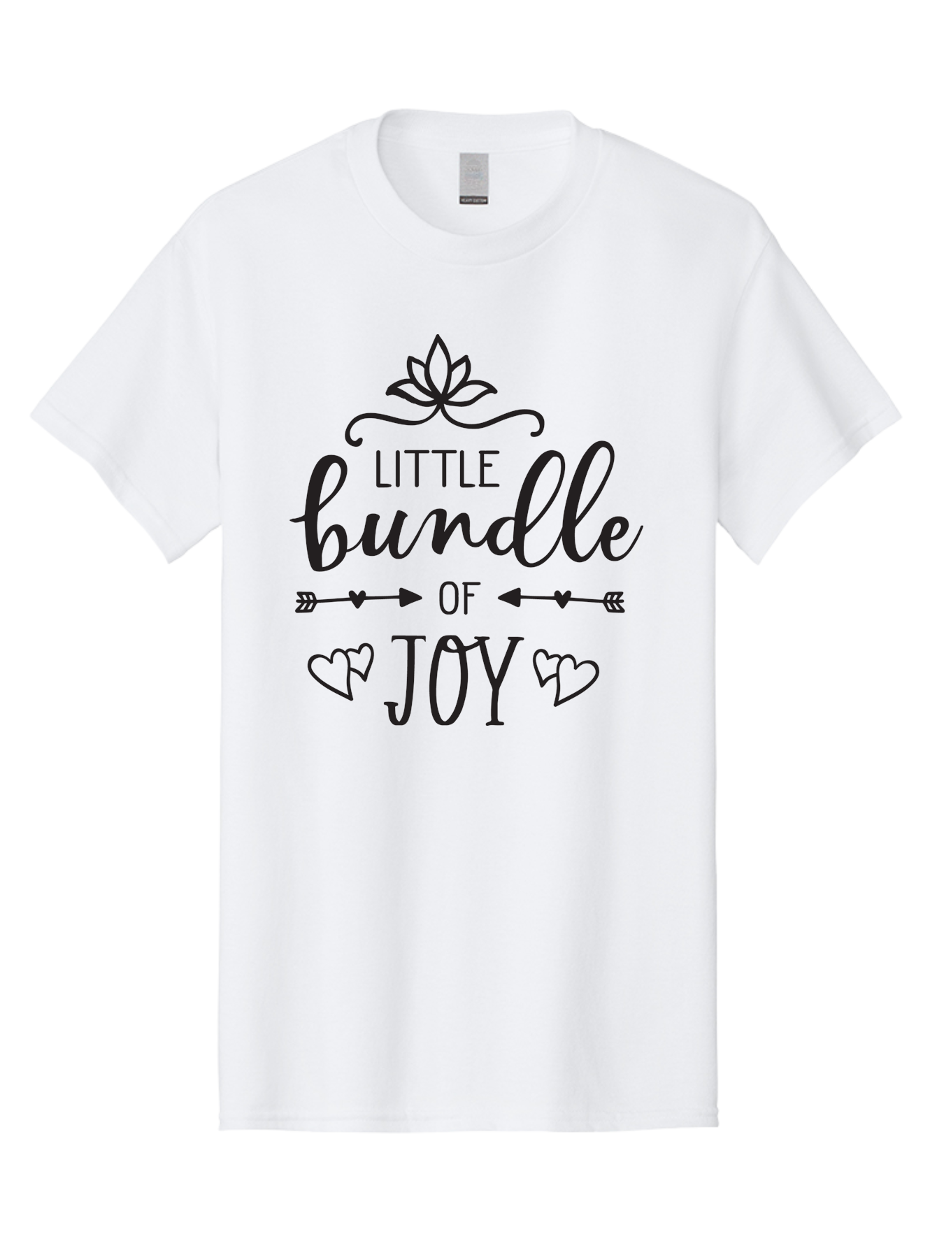 Little-Bundle-Of-Joy Men'S Graphic Tee, 100% Cotton, Comfortable Casual Summer Wear, Machine Washable, New Baby Announcement, Joyful Sentiment, Cute Typography, Baby'S Arrival, Decorative Elements, Hearts, Arrows, Minimalist Design, Aac952