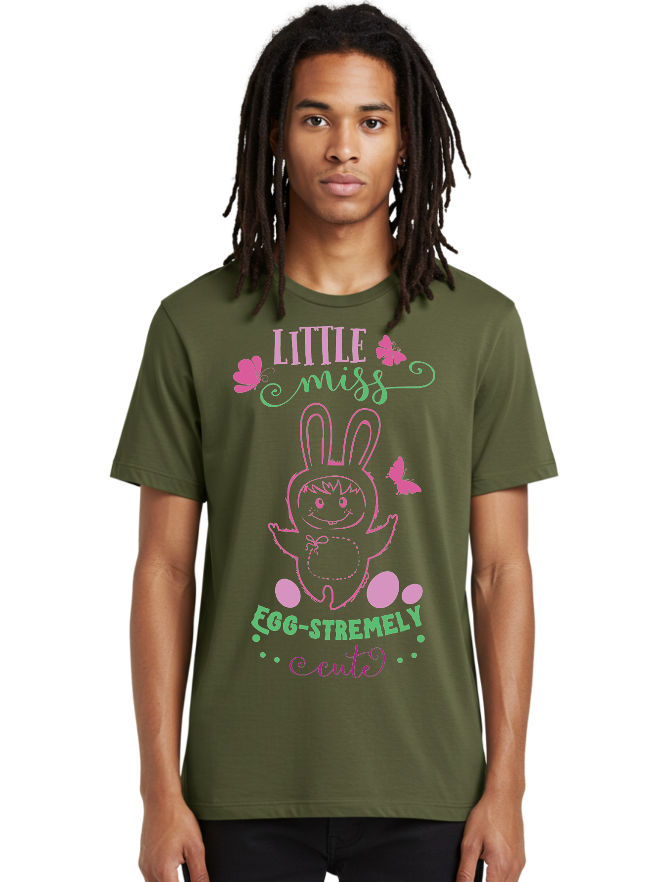 Little-Egg-Stra-Cute Men'S Graphic Tee, 100% Cotton, Comfortable Casual Summer Wear, Machine Washable, Easter Bunny, Cute Cartoon Character, Eggs-Travagant Design, Easter Eggs, Pastel Colors, Whimsical Illustration, Bunny Love, Spring Theme, Aac953