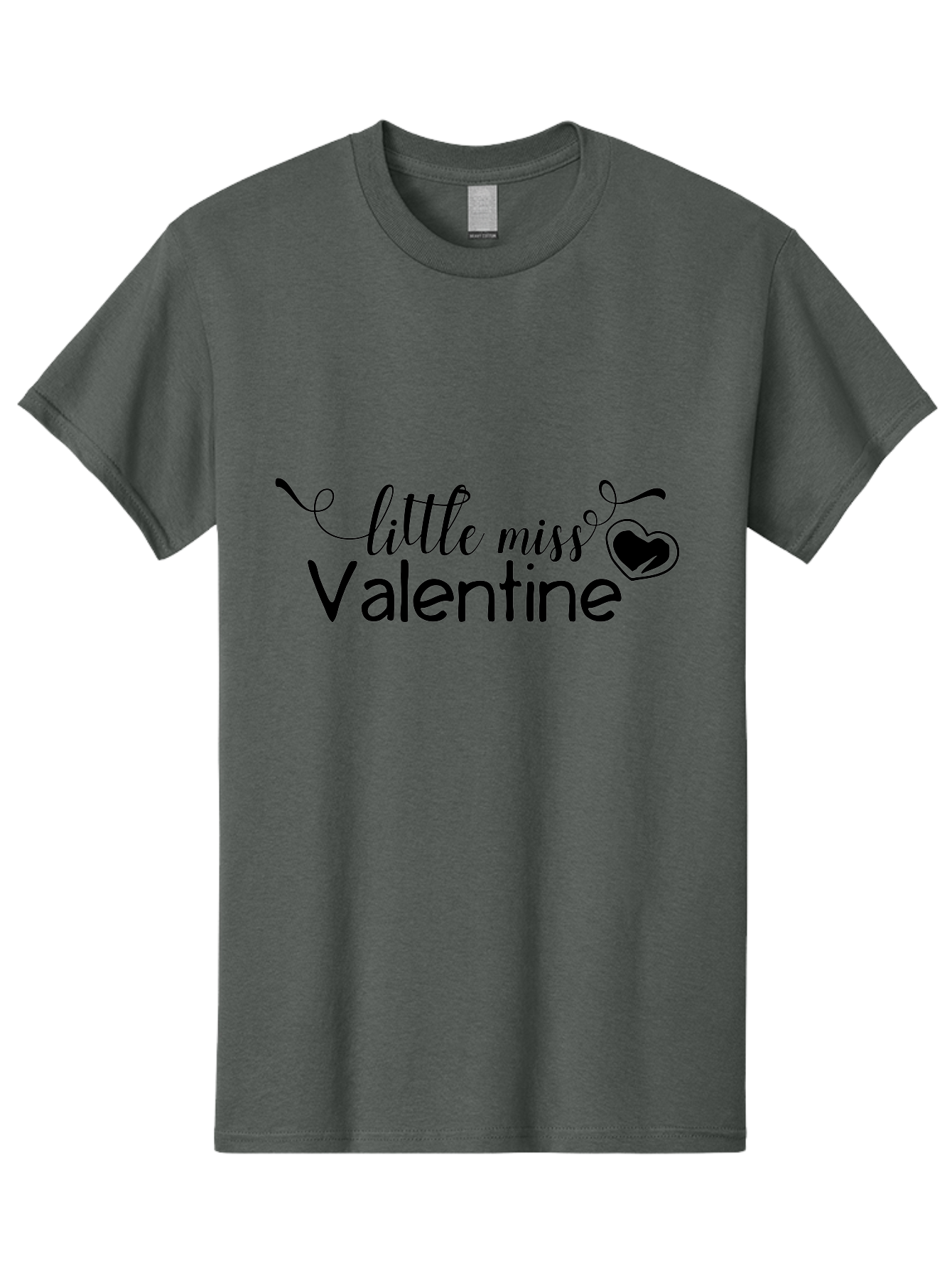 Little-Miss-Valentine Men'S Graphic Tee, 100% Cotton, Comfortable Casual Summer Wear, Machine Washable, Valentine'S Day Graphic, Little Miss Valentine Text, Heart Decoration, Love Symbol, Black Font, Cute Design, Valentine'S Day Cards, Aac958
