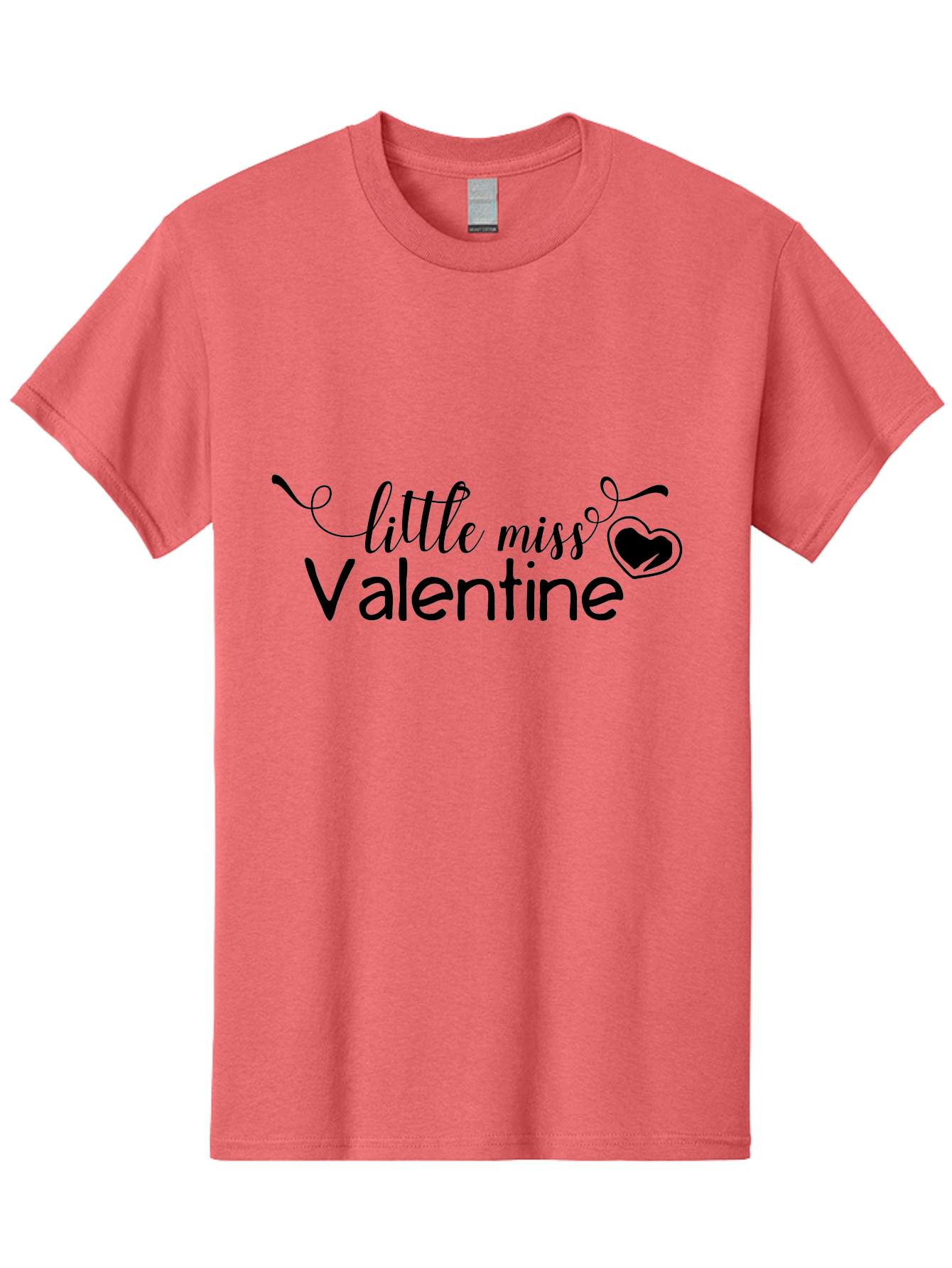Little-Miss-Valentine Men'S Graphic Tee, 100% Cotton, Comfortable Casual Summer Wear, Machine Washable, Valentine'S Day Graphic, Little Miss Valentine Text, Heart Decoration, Love Symbol, Black Font, Cute Design, Valentine'S Day Cards, Aac958