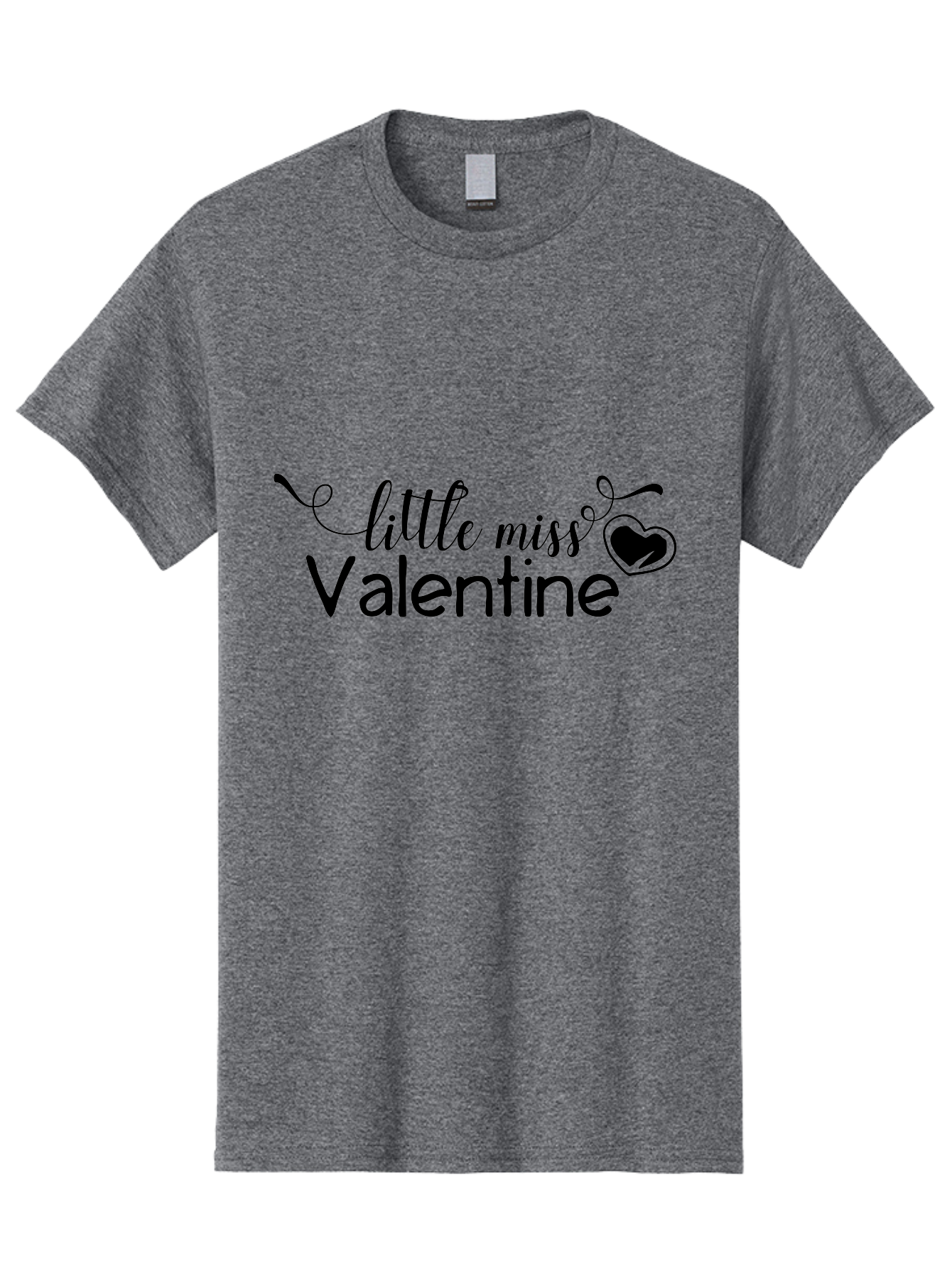 Little-Miss-Valentine Men'S Graphic Tee, 100% Cotton, Comfortable Casual Summer Wear, Machine Washable, Valentine'S Day Graphic, Little Miss Valentine Text, Heart Decoration, Love Symbol, Black Font, Cute Design, Valentine'S Day Cards, Aac958