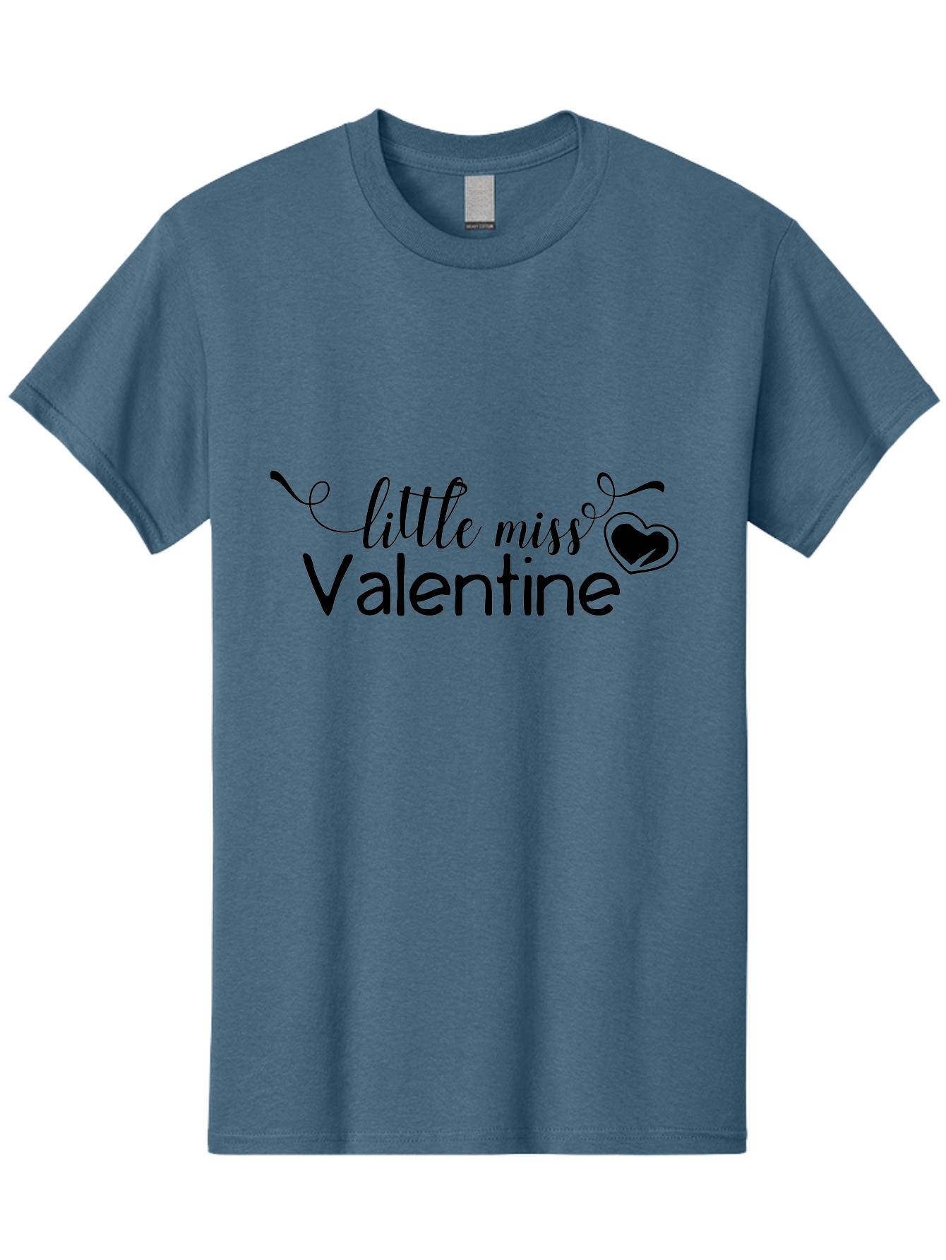 Little-Miss-Valentine Men'S Graphic Tee, 100% Cotton, Comfortable Casual Summer Wear, Machine Washable, Valentine'S Day Graphic, Little Miss Valentine Text, Heart Decoration, Love Symbol, Black Font, Cute Design, Valentine'S Day Cards, Aac958