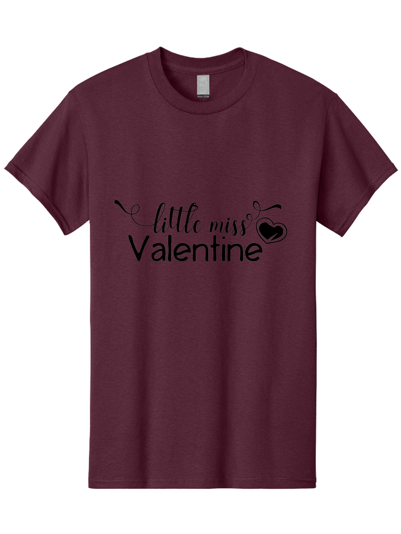 Little-Miss-Valentine Men'S Graphic Tee, 100% Cotton, Comfortable Casual Summer Wear, Machine Washable, Valentine'S Day Graphic, Little Miss Valentine Text, Heart Decoration, Love Symbol, Black Font, Cute Design, Valentine'S Day Cards, Aac958