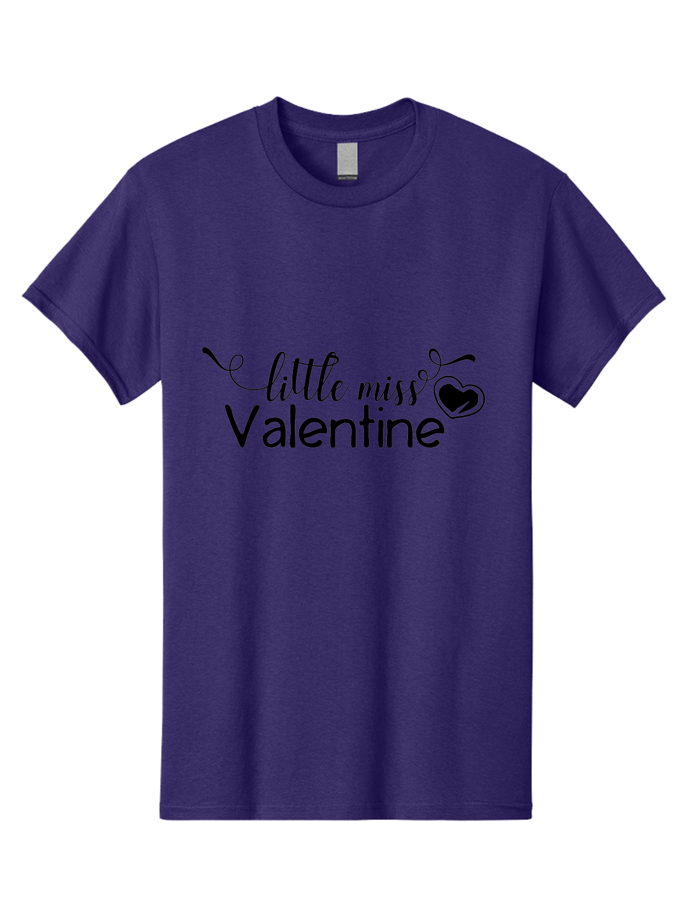 Little-Miss-Valentine Men'S Graphic Tee, 100% Cotton, Comfortable Casual Summer Wear, Machine Washable, Valentine'S Day Graphic, Little Miss Valentine Text, Heart Decoration, Love Symbol, Black Font, Cute Design, Valentine'S Day Cards, Aac958