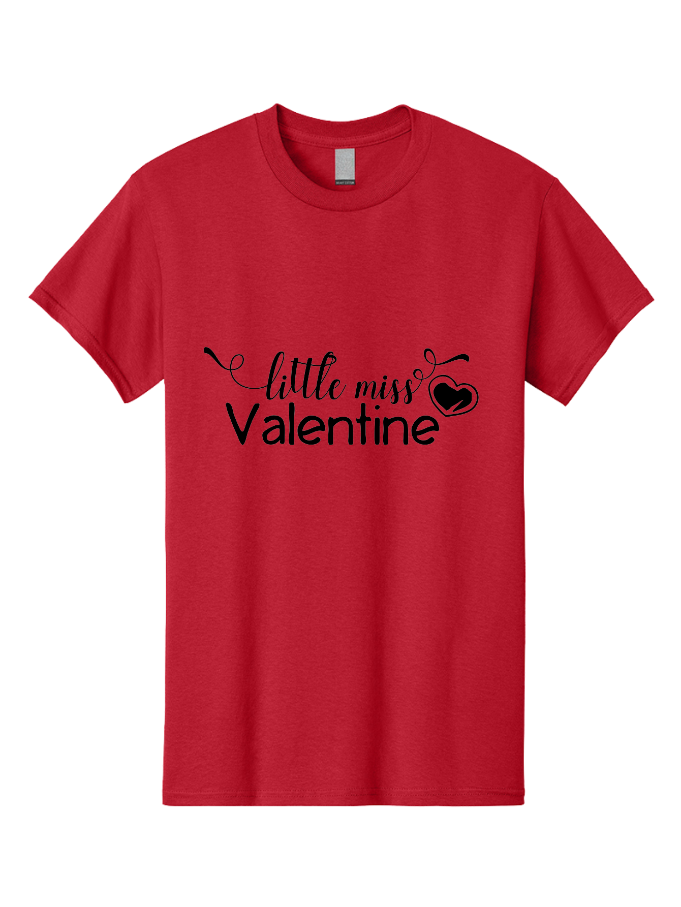Little-Miss-Valentine Men'S Graphic Tee, 100% Cotton, Comfortable Casual Summer Wear, Machine Washable, Valentine'S Day Graphic, Little Miss Valentine Text, Heart Decoration, Love Symbol, Black Font, Cute Design, Valentine'S Day Cards, Aac958