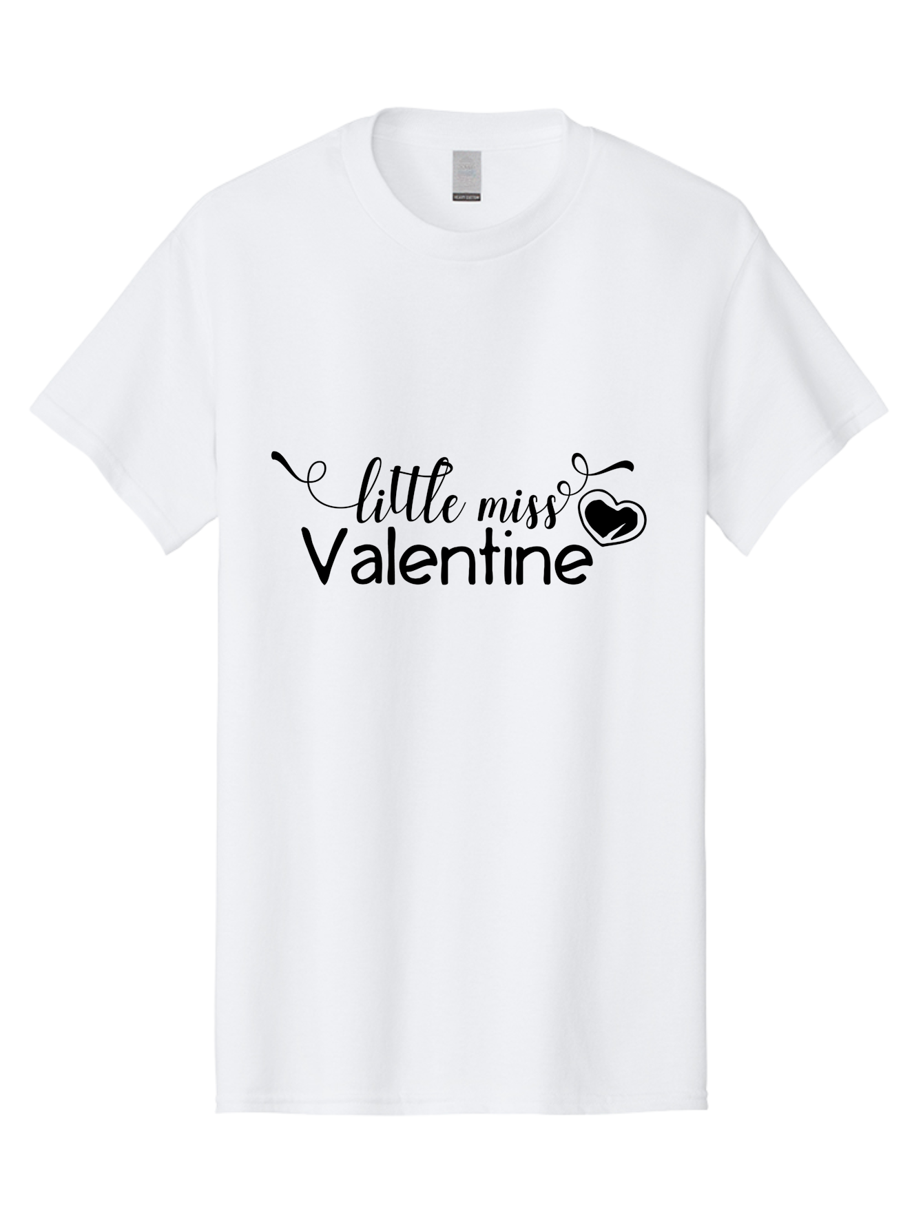 Little-Miss-Valentine Men'S Graphic Tee, 100% Cotton, Comfortable Casual Summer Wear, Machine Washable, Valentine'S Day Graphic, Little Miss Valentine Text, Heart Decoration, Love Symbol, Black Font, Cute Design, Valentine'S Day Cards, Aac958