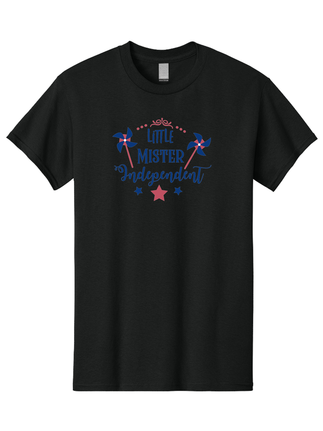 Little-Mister-Independent Men'S Graphic Tee, 100% Cotton, Comfortable Casual Summer Wear, Machine Washable, Independence, Little Mister, Children'S Party, Birthday Celebration, Pink And Blue Decorations, Star Symbols, Pinwheel Graphics, Aac959