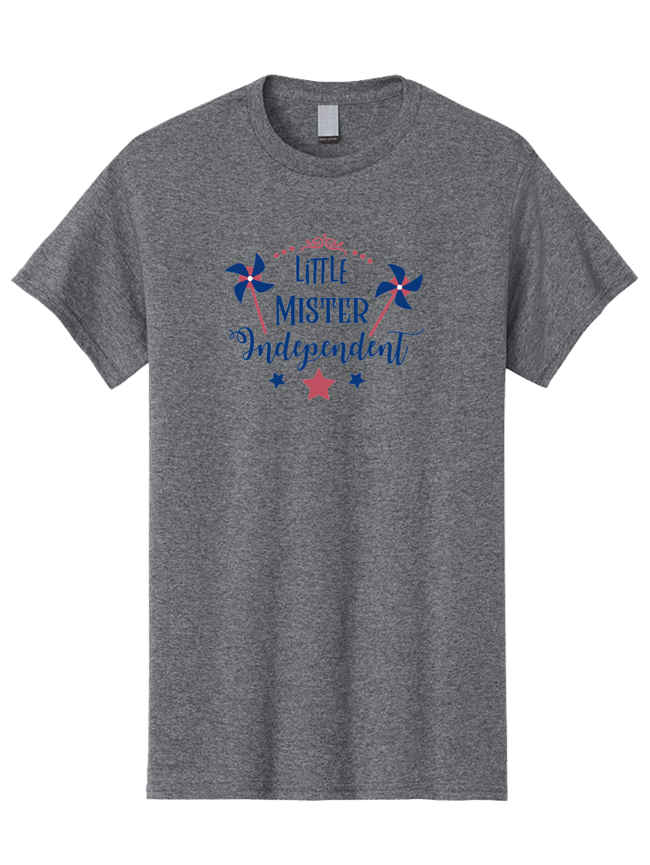 Little-Mister-Independent Men'S Graphic Tee, 100% Cotton, Comfortable Casual Summer Wear, Machine Washable, Independence, Little Mister, Children'S Party, Birthday Celebration, Pink And Blue Decorations, Star Symbols, Pinwheel Graphics, Aac959