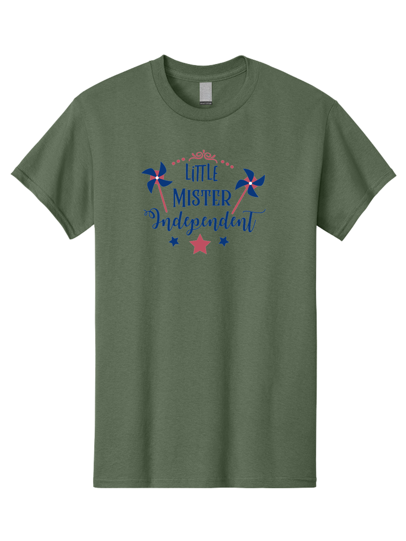 Little-Mister-Independent Men'S Graphic Tee, 100% Cotton, Comfortable Casual Summer Wear, Machine Washable, Independence, Little Mister, Children'S Party, Birthday Celebration, Pink And Blue Decorations, Star Symbols, Pinwheel Graphics, Aac959