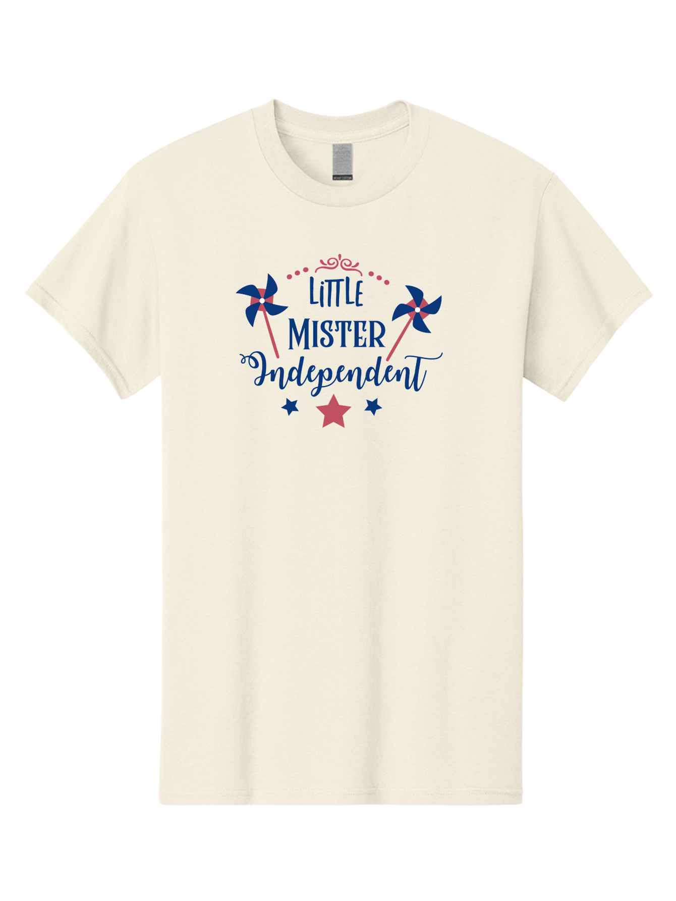 Little-Mister-Independent Men'S Graphic Tee, 100% Cotton, Comfortable Casual Summer Wear, Machine Washable, Independence, Little Mister, Children'S Party, Birthday Celebration, Pink And Blue Decorations, Star Symbols, Pinwheel Graphics, Aac959