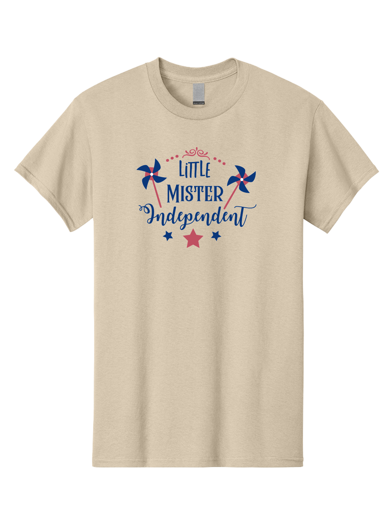 Little-Mister-Independent Men'S Graphic Tee, 100% Cotton, Comfortable Casual Summer Wear, Machine Washable, Independence, Little Mister, Children'S Party, Birthday Celebration, Pink And Blue Decorations, Star Symbols, Pinwheel Graphics, Aac959