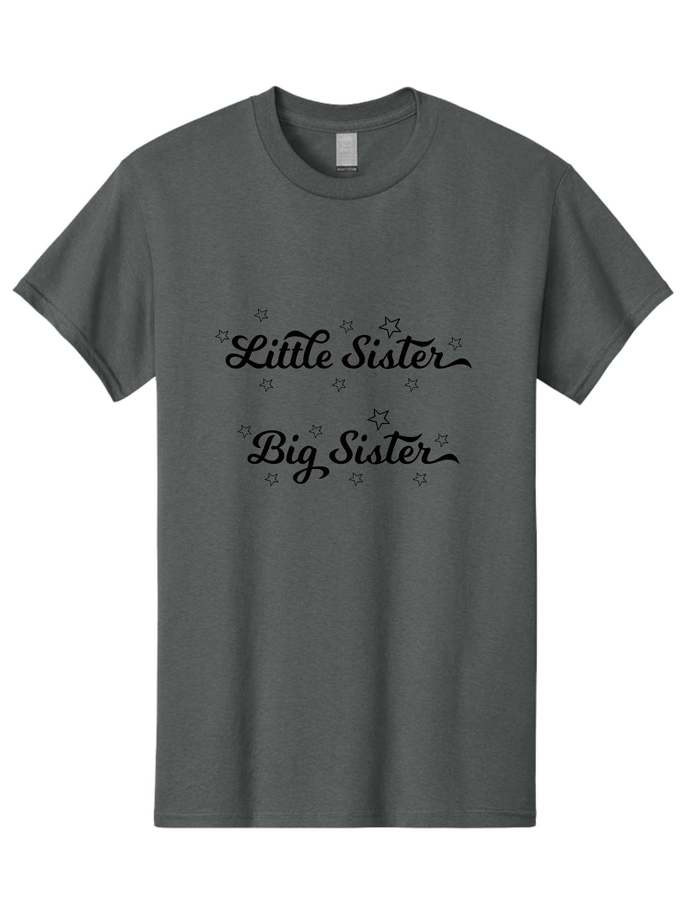 Little-Sister-Big-Sister Men'S Graphic Tee, 100% Cotton, Comfortable Casual Summer Wear, Machine Washable, Sisterly Love, Sibling Bonding, Little Sister, Big Sister, Sisterly Duo, Starry Theme, Cursive Text, Sister Graphics, Family Ties Aac960