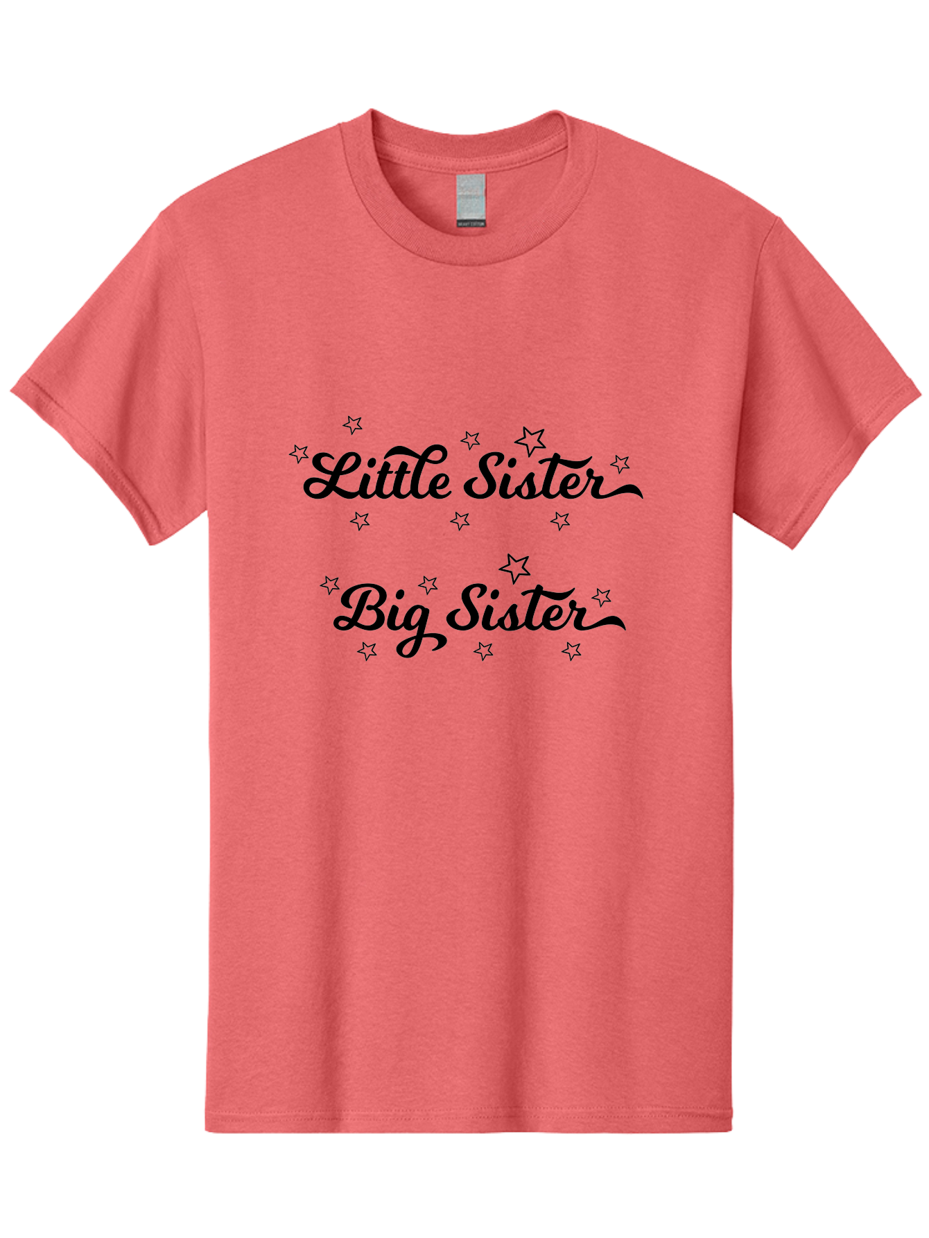 Little-Sister-Big-Sister Men'S Graphic Tee, 100% Cotton, Comfortable Casual Summer Wear, Machine Washable, Sisterly Love, Sibling Bonding, Little Sister, Big Sister, Sisterly Duo, Starry Theme, Cursive Text, Sister Graphics, Family Ties Aac960