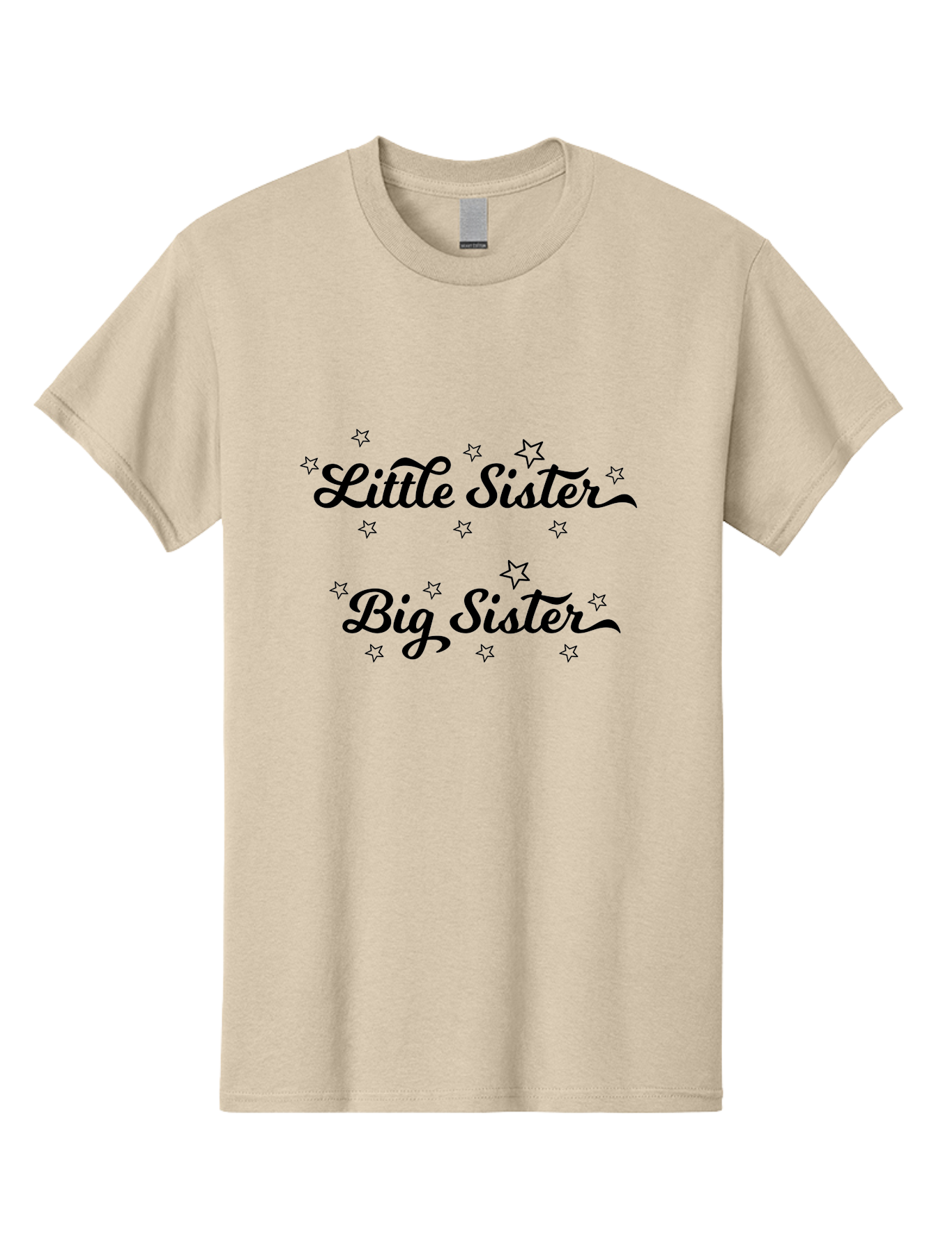 Little-Sister-Big-Sister Men'S Graphic Tee, 100% Cotton, Comfortable Casual Summer Wear, Machine Washable, Sisterly Love, Sibling Bonding, Little Sister, Big Sister, Sisterly Duo, Starry Theme, Cursive Text, Sister Graphics, Family Ties Aac960