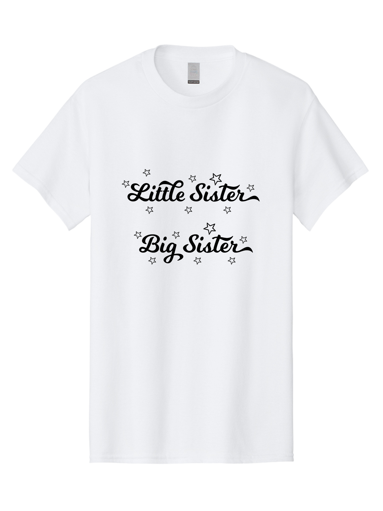 Little-Sister-Big-Sister Men'S Graphic Tee, 100% Cotton, Comfortable Casual Summer Wear, Machine Washable, Sisterly Love, Sibling Bonding, Little Sister, Big Sister, Sisterly Duo, Starry Theme, Cursive Text, Sister Graphics, Family Ties Aac960