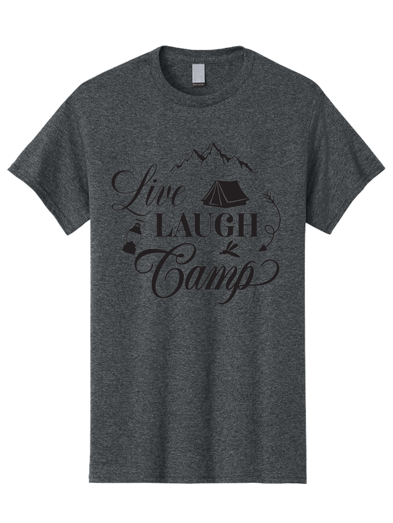 Live-Laugh-Camp Men'S Graphic Tee, 100% Cotton, Comfortable Casual Summer Wear, Machine Washable, Camping Adventure, Outdoor Fun, Tent, Mountains, Lantern, Mosquito, Campfire, Nature Escape, Wilderness Experience, Outdoor Recreation Aac961