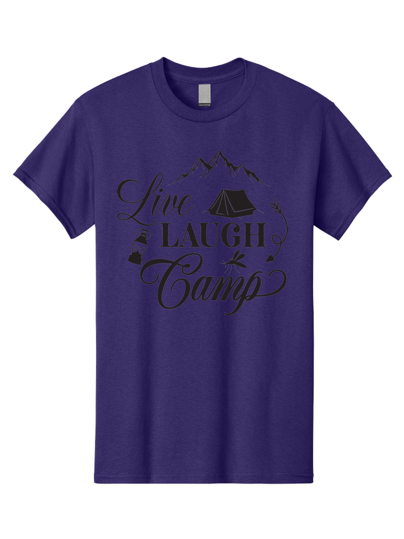 Live-Laugh-Camp Men'S Graphic Tee, 100% Cotton, Comfortable Casual Summer Wear, Machine Washable, Camping Adventure, Outdoor Fun, Tent, Mountains, Lantern, Mosquito, Campfire, Nature Escape, Wilderness Experience, Outdoor Recreation Aac961