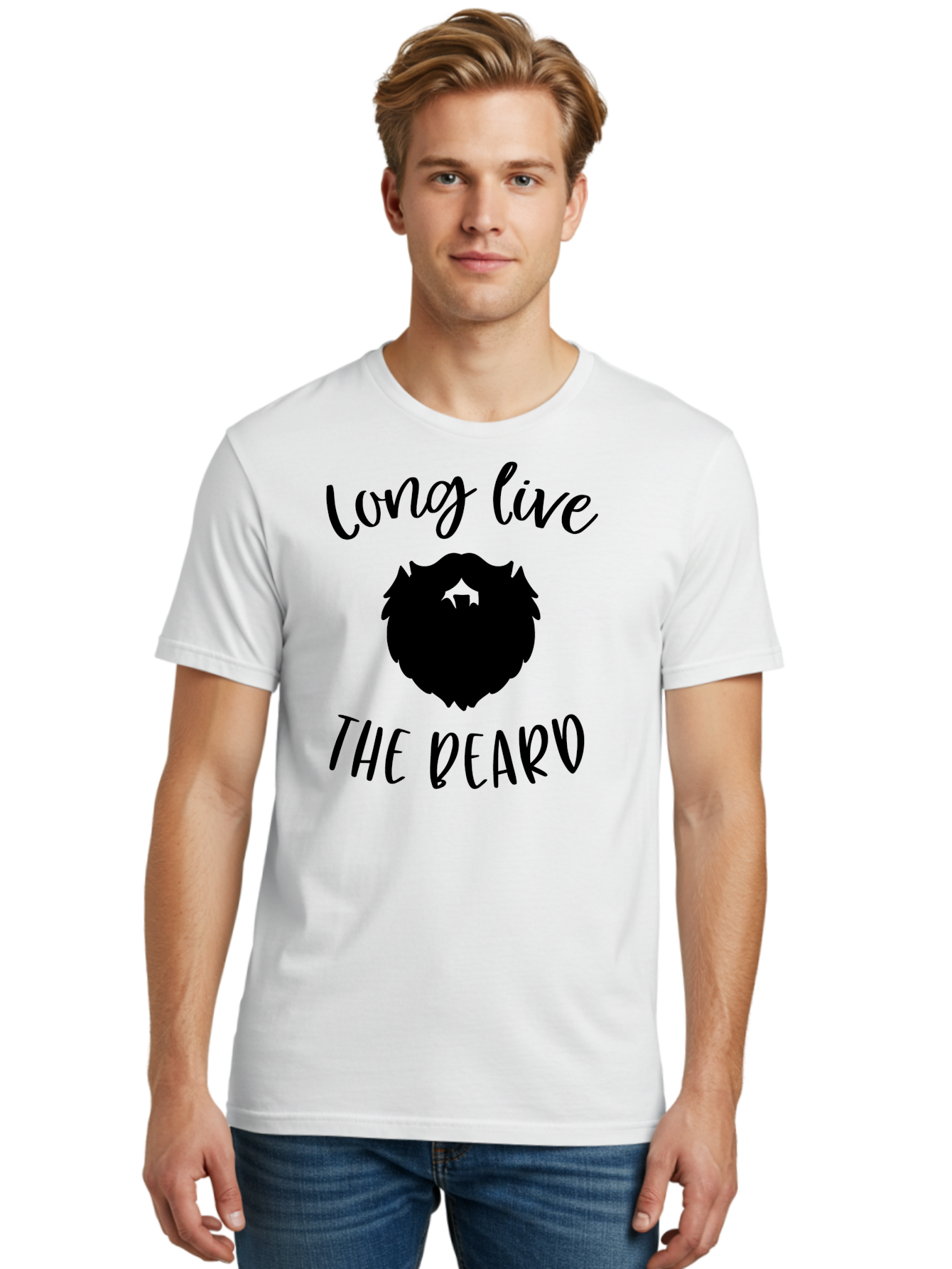 Long-Live-The-Beard Men'S Graphic Tee, 100% Cotton, Comfortable Casual Summer Wear, Machine Washable, Beard Logo, Hipster Culture, Stylish Design, Beard Appreciation, Long Live The Beard, Trendy Graphics, Modern Hipster, Fashionable Beards Aac965
