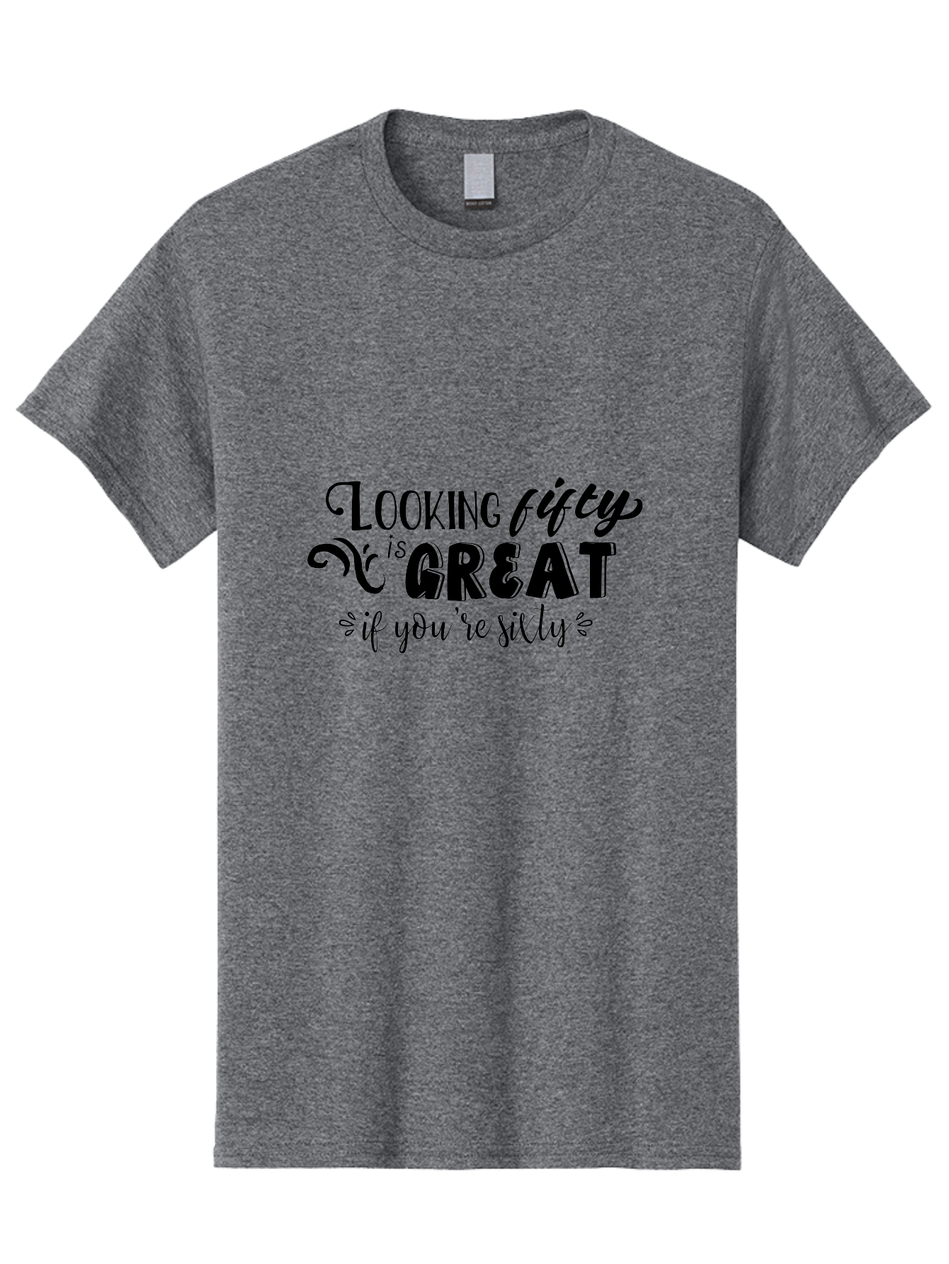 Looking-Fifty-Is-Great Men'S Graphic Tee, 100% Cotton, Comfortable Casual Summer Wear, Machine Washable, Funny Quote, Humorous Saying, Birthday Wishes, Funny T-Shirt, Sarcastic Humor, Age Is Just A Number, Witty Remarks, Playful Phrases Aac966