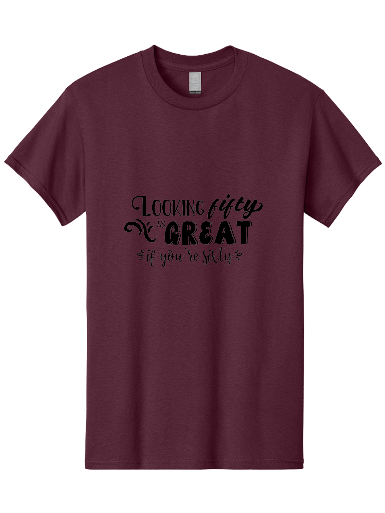 Looking-Fifty-Is-Great Men'S Graphic Tee, 100% Cotton, Comfortable Casual Summer Wear, Machine Washable, Funny Quote, Humorous Saying, Birthday Wishes, Funny T-Shirt, Sarcastic Humor, Age Is Just A Number, Witty Remarks, Playful Phrases Aac966
