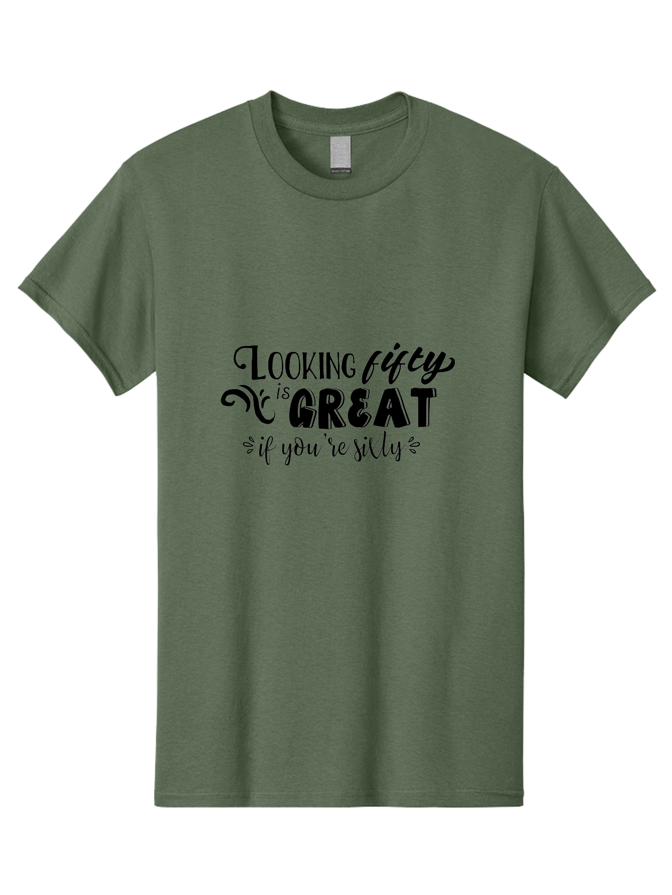 Looking-Fifty-Is-Great Men'S Graphic Tee, 100% Cotton, Comfortable Casual Summer Wear, Machine Washable, Funny Quote, Humorous Saying, Birthday Wishes, Funny T-Shirt, Sarcastic Humor, Age Is Just A Number, Witty Remarks, Playful Phrases Aac966
