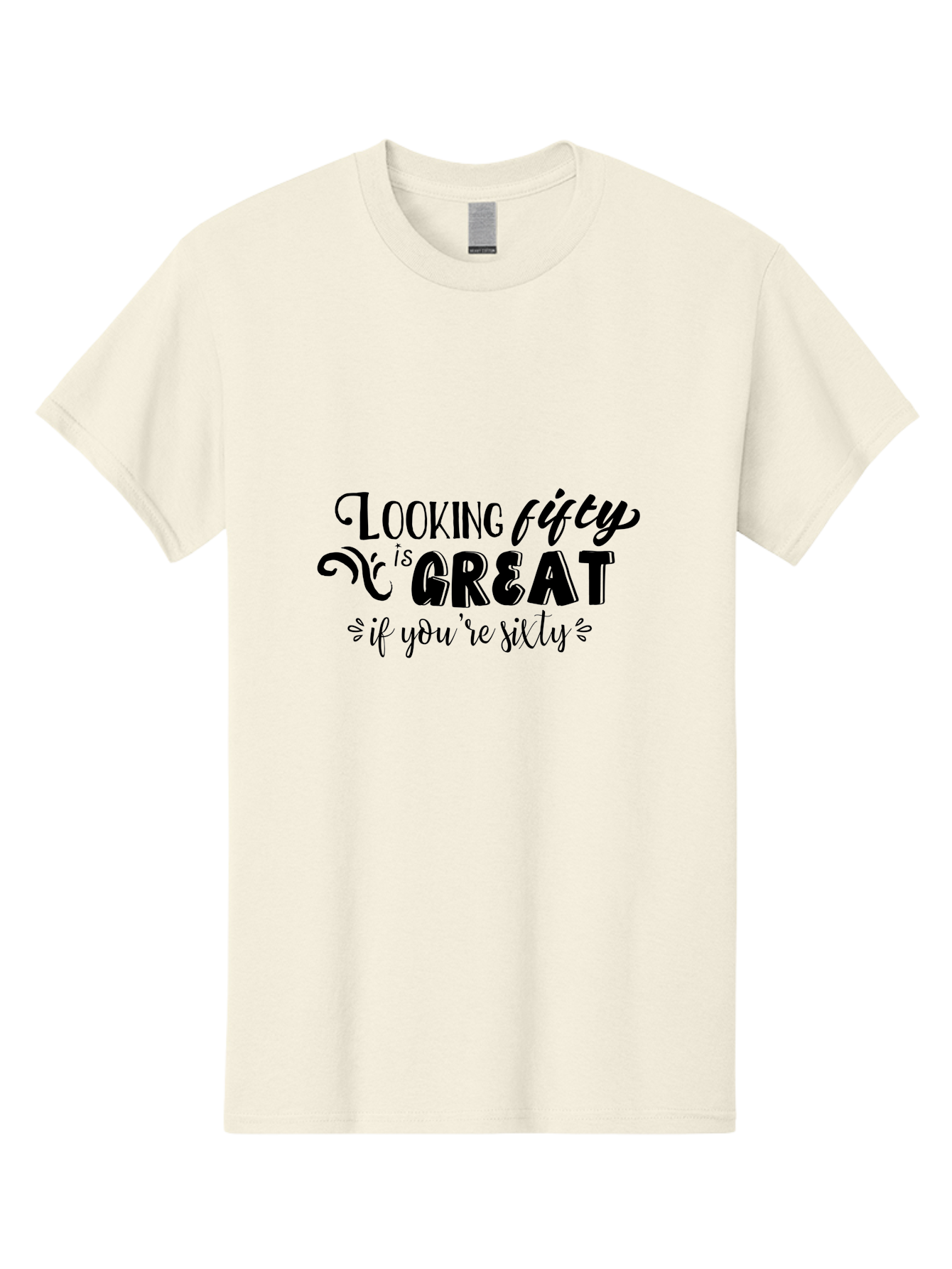 Looking-Fifty-Is-Great Men'S Graphic Tee, 100% Cotton, Comfortable Casual Summer Wear, Machine Washable, Funny Quote, Humorous Saying, Birthday Wishes, Funny T-Shirt, Sarcastic Humor, Age Is Just A Number, Witty Remarks, Playful Phrases Aac966