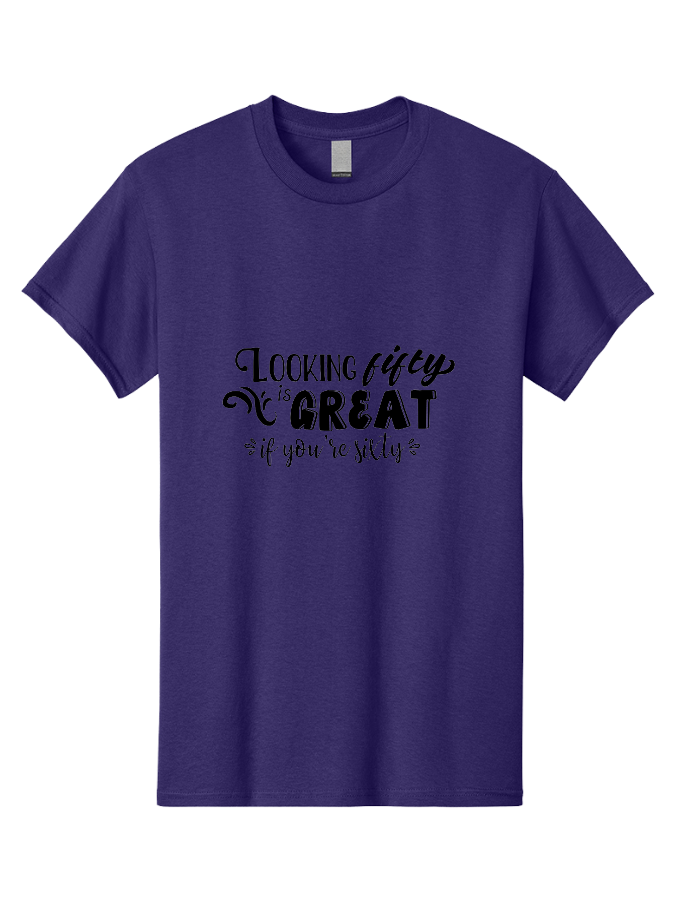 Looking-Fifty-Is-Great Men'S Graphic Tee, 100% Cotton, Comfortable Casual Summer Wear, Machine Washable, Funny Quote, Humorous Saying, Birthday Wishes, Funny T-Shirt, Sarcastic Humor, Age Is Just A Number, Witty Remarks, Playful Phrases Aac966