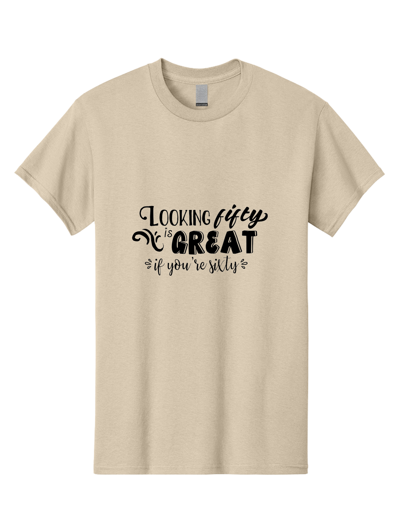 Looking-Fifty-Is-Great Men'S Graphic Tee, 100% Cotton, Comfortable Casual Summer Wear, Machine Washable, Funny Quote, Humorous Saying, Birthday Wishes, Funny T-Shirt, Sarcastic Humor, Age Is Just A Number, Witty Remarks, Playful Phrases Aac966