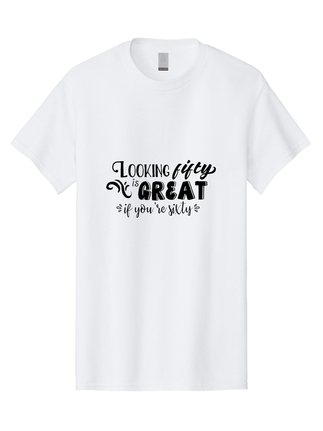 Looking-Fifty-Is-Great Men'S Graphic Tee, 100% Cotton, Comfortable Casual Summer Wear, Machine Washable, Funny Quote, Humorous Saying, Birthday Wishes, Funny T-Shirt, Sarcastic Humor, Age Is Just A Number, Witty Remarks, Playful Phrases Aac966