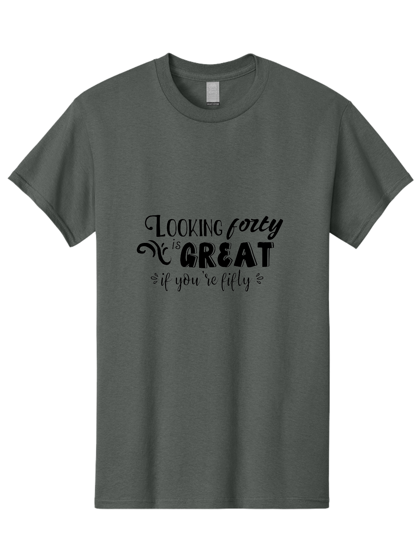 Looking-Forty-Is-Great Men'S Graphic Tee, 100% Cotton, Comfortable Casual Summer Wear, Machine Washable, Funny Quotes, Age Is Just A Number, Humor, Witty Sayings, Funny T-Shirts, Sarcastic Quotes, Funny Slogans, Great Designs Aac967