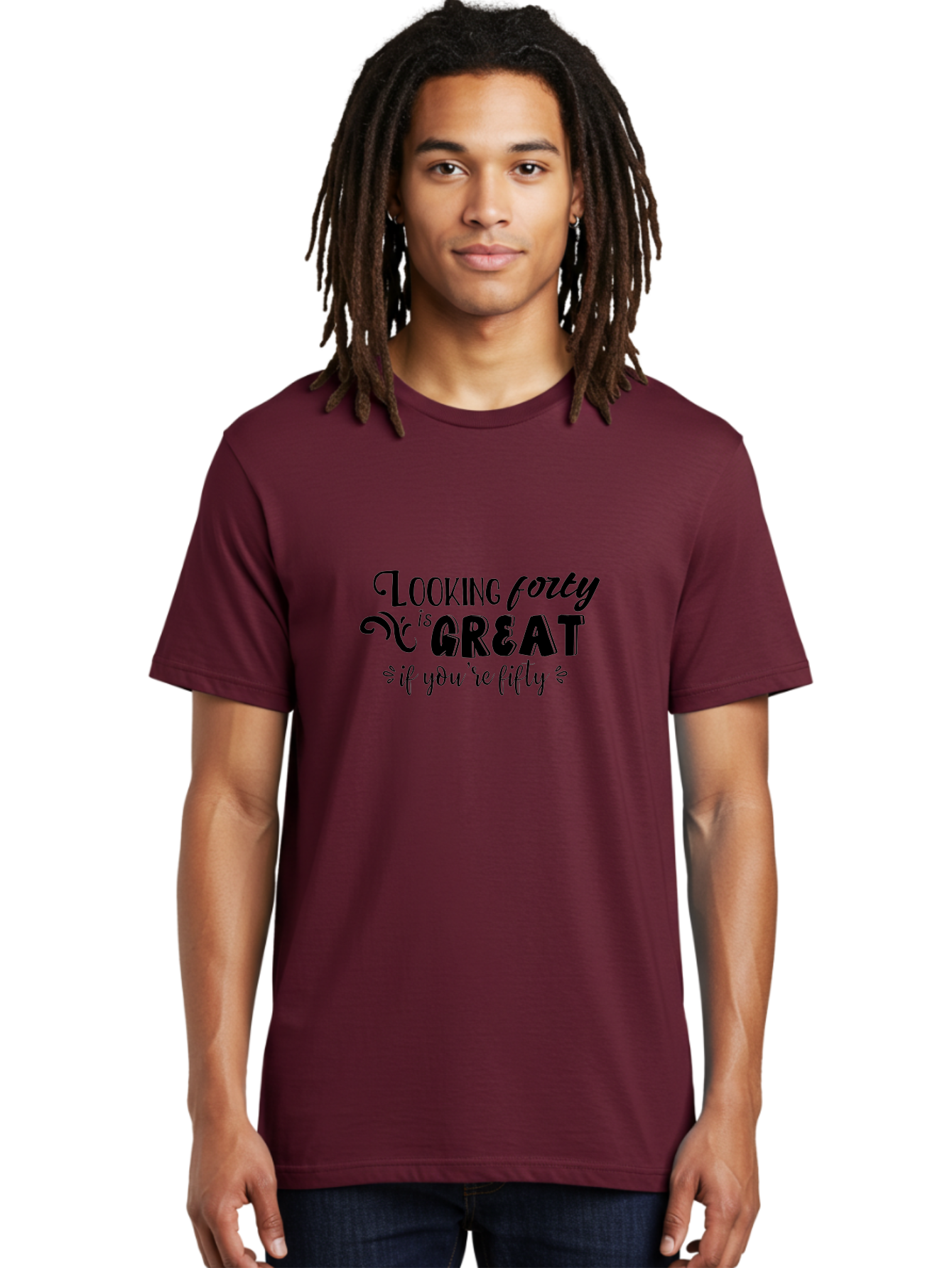 Looking-Forty-Is-Great Men'S Graphic Tee, 100% Cotton, Comfortable Casual Summer Wear, Machine Washable, Funny Quotes, Age Is Just A Number, Humor, Witty Sayings, Funny T-Shirts, Sarcastic Quotes, Funny Slogans, Great Designs Aac967