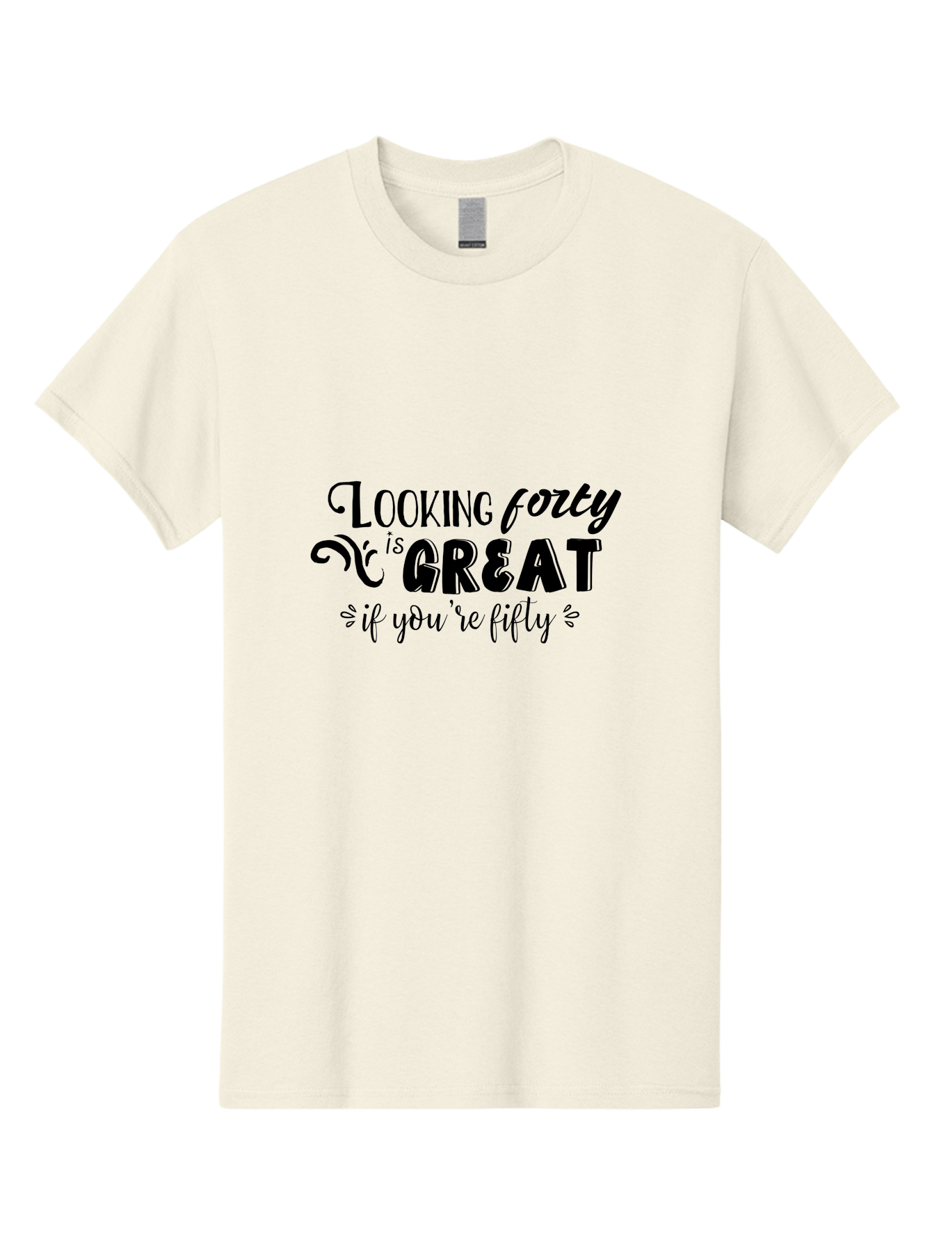 Looking-Forty-Is-Great Men'S Graphic Tee, 100% Cotton, Comfortable Casual Summer Wear, Machine Washable, Funny Quotes, Age Is Just A Number, Humor, Witty Sayings, Funny T-Shirts, Sarcastic Quotes, Funny Slogans, Great Designs Aac967