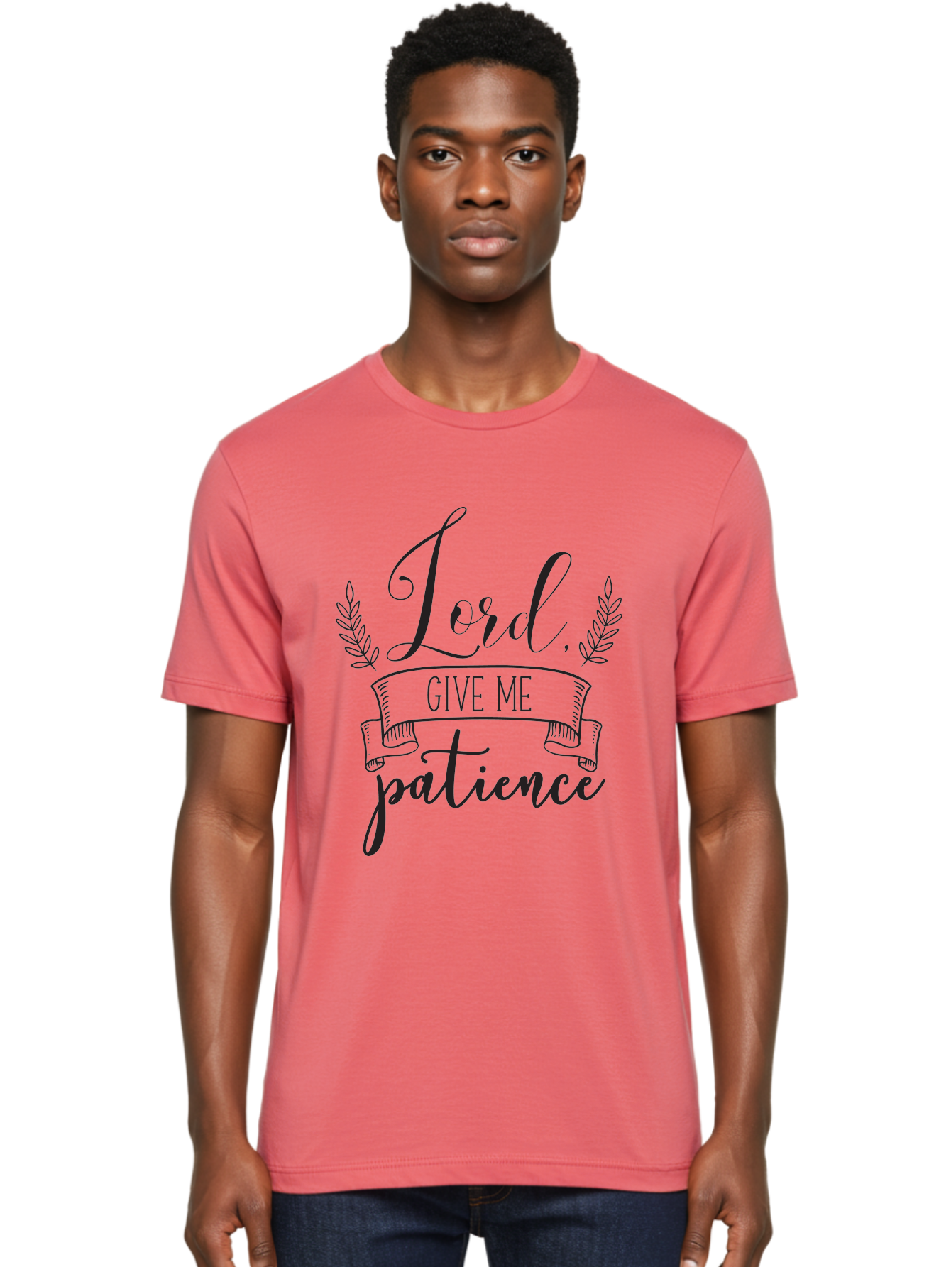 Lord-Give-Me-Patience Men'S Graphic Tee, 100% Cotton, Comfortable Casual Summer Wear, Machine Washable, Inspirational Quote, Motivational Phrase, Lord Give Me Patience, Religious Text, Faith-Based Design, Scripture Quote, Aac969
