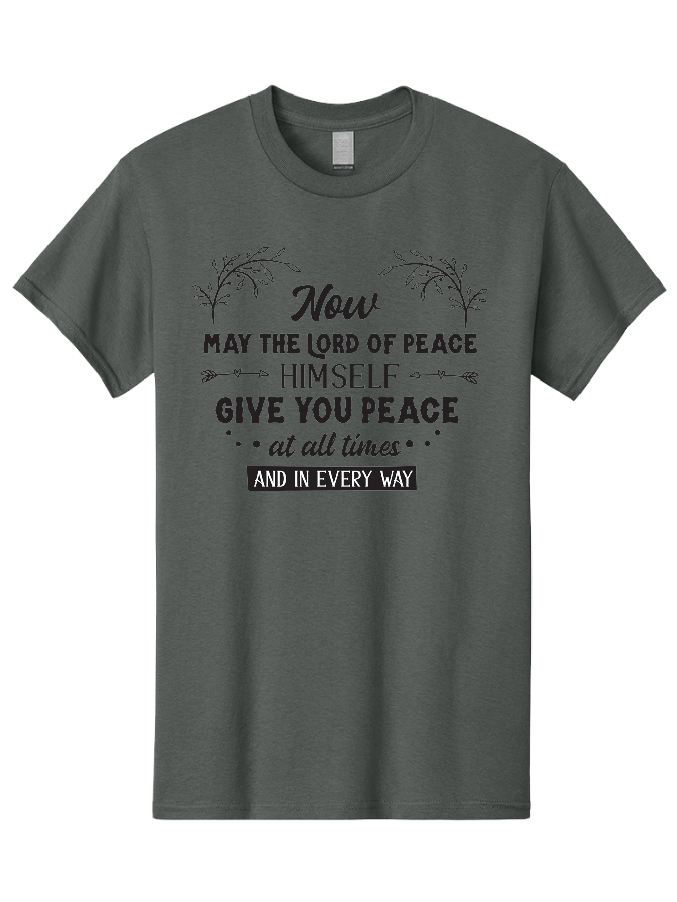 Lord-Of-Peace Men'S Graphic Tee, 100% Cotton, Comfortable Casual Summer Wear, Machine Washable, Inspirational Quote, Bible Verse, Motivational Phrase, Lord Of Peace, Peaceful Message, Spiritual Guidance, Faith-Based Graphic, Aac970
