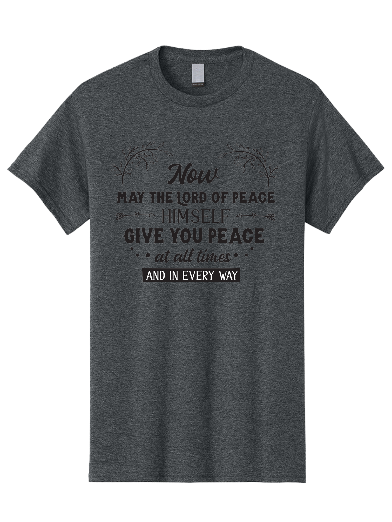 Lord-Of-Peace Men'S Graphic Tee, 100% Cotton, Comfortable Casual Summer Wear, Machine Washable, Inspirational Quote, Bible Verse, Motivational Phrase, Lord Of Peace, Peaceful Message, Spiritual Guidance, Faith-Based Graphic, Aac970