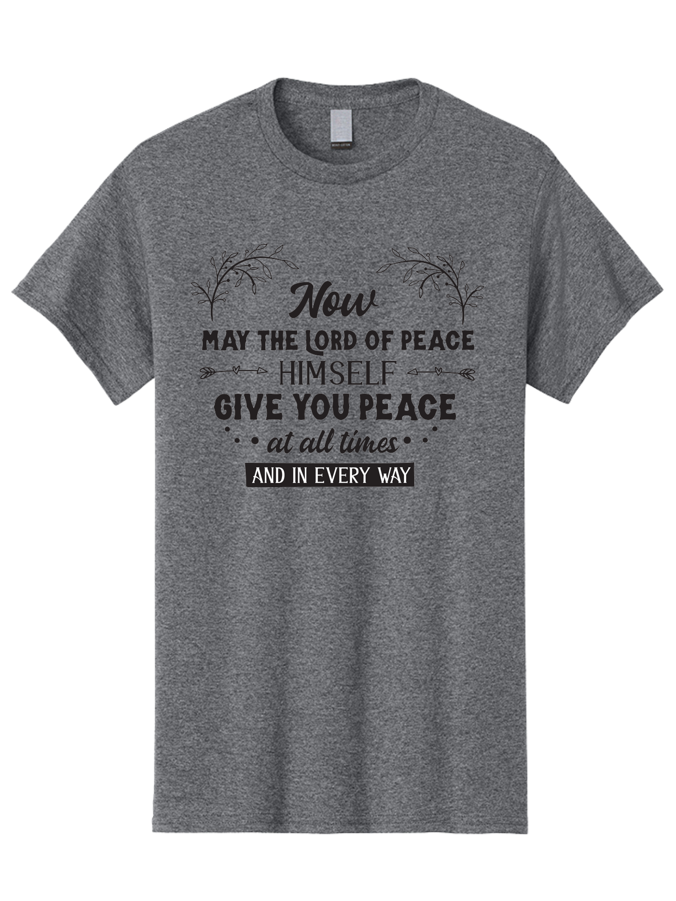 Lord-Of-Peace Men'S Graphic Tee, 100% Cotton, Comfortable Casual Summer Wear, Machine Washable, Inspirational Quote, Bible Verse, Motivational Phrase, Lord Of Peace, Peaceful Message, Spiritual Guidance, Faith-Based Graphic, Aac970
