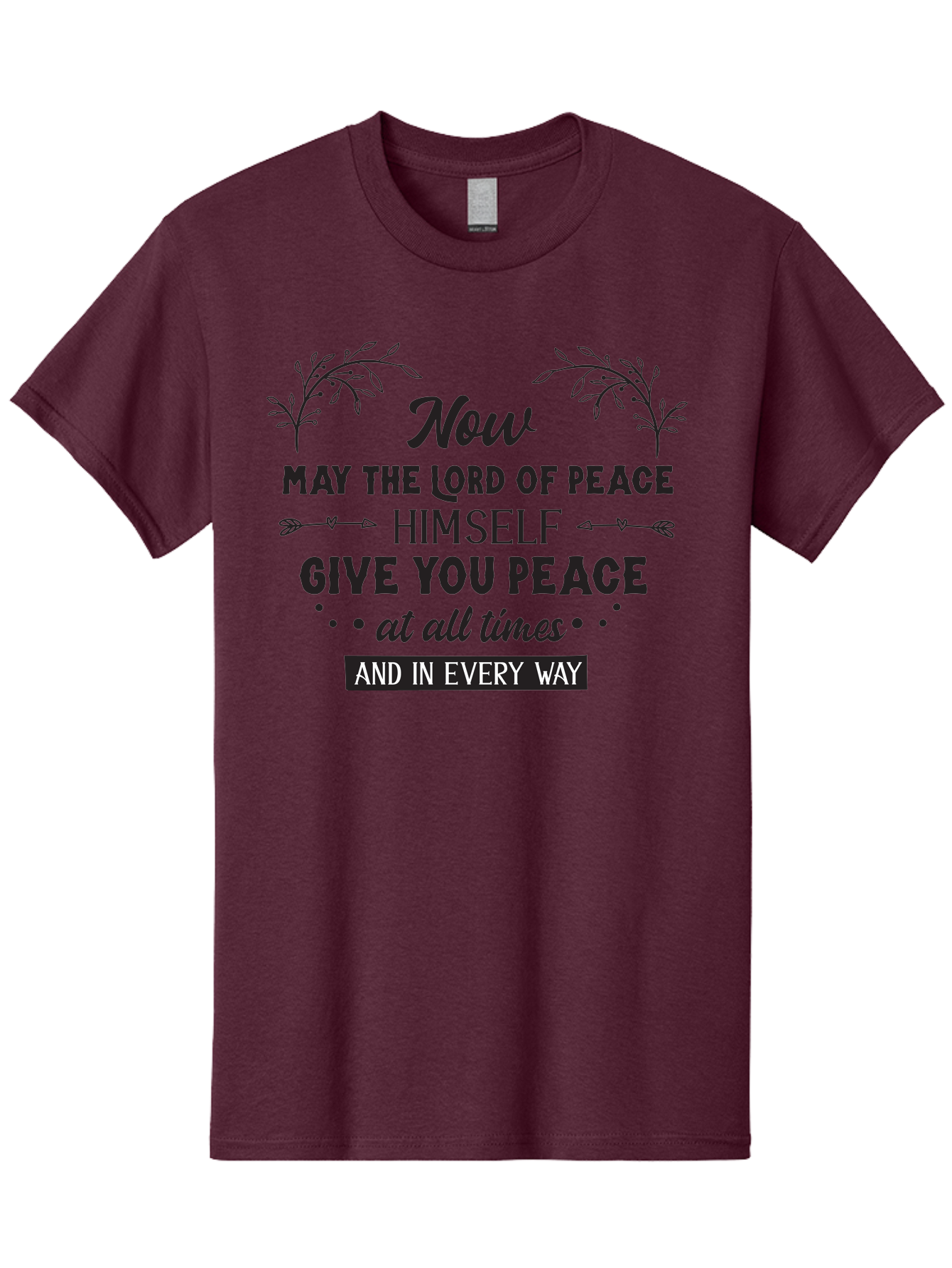 Lord-Of-Peace Men'S Graphic Tee, 100% Cotton, Comfortable Casual Summer Wear, Machine Washable, Inspirational Quote, Bible Verse, Motivational Phrase, Lord Of Peace, Peaceful Message, Spiritual Guidance, Faith-Based Graphic, Aac970
