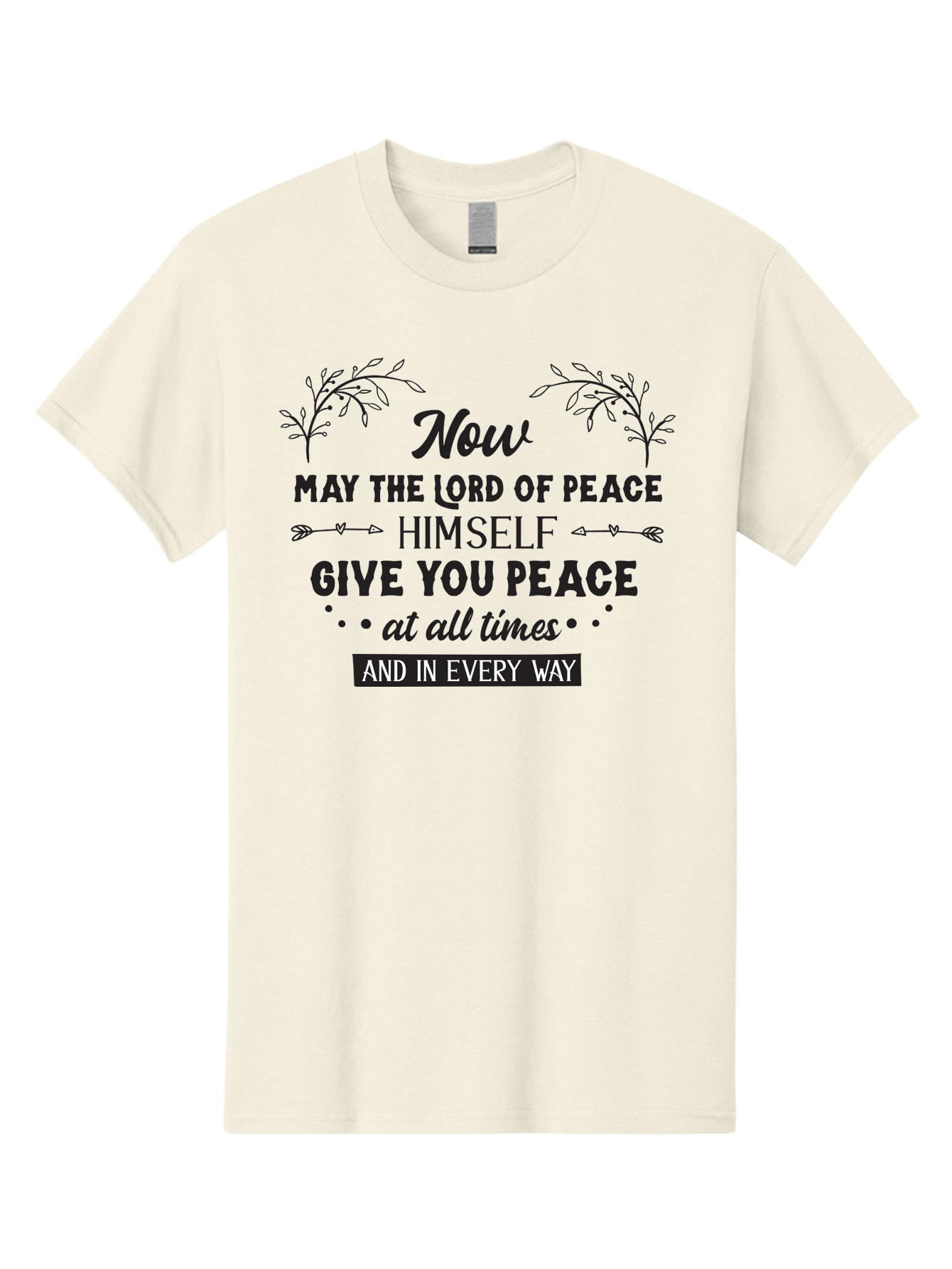 Lord-Of-Peace Men'S Graphic Tee, 100% Cotton, Comfortable Casual Summer Wear, Machine Washable, Inspirational Quote, Bible Verse, Motivational Phrase, Lord Of Peace, Peaceful Message, Spiritual Guidance, Faith-Based Graphic, Aac970
