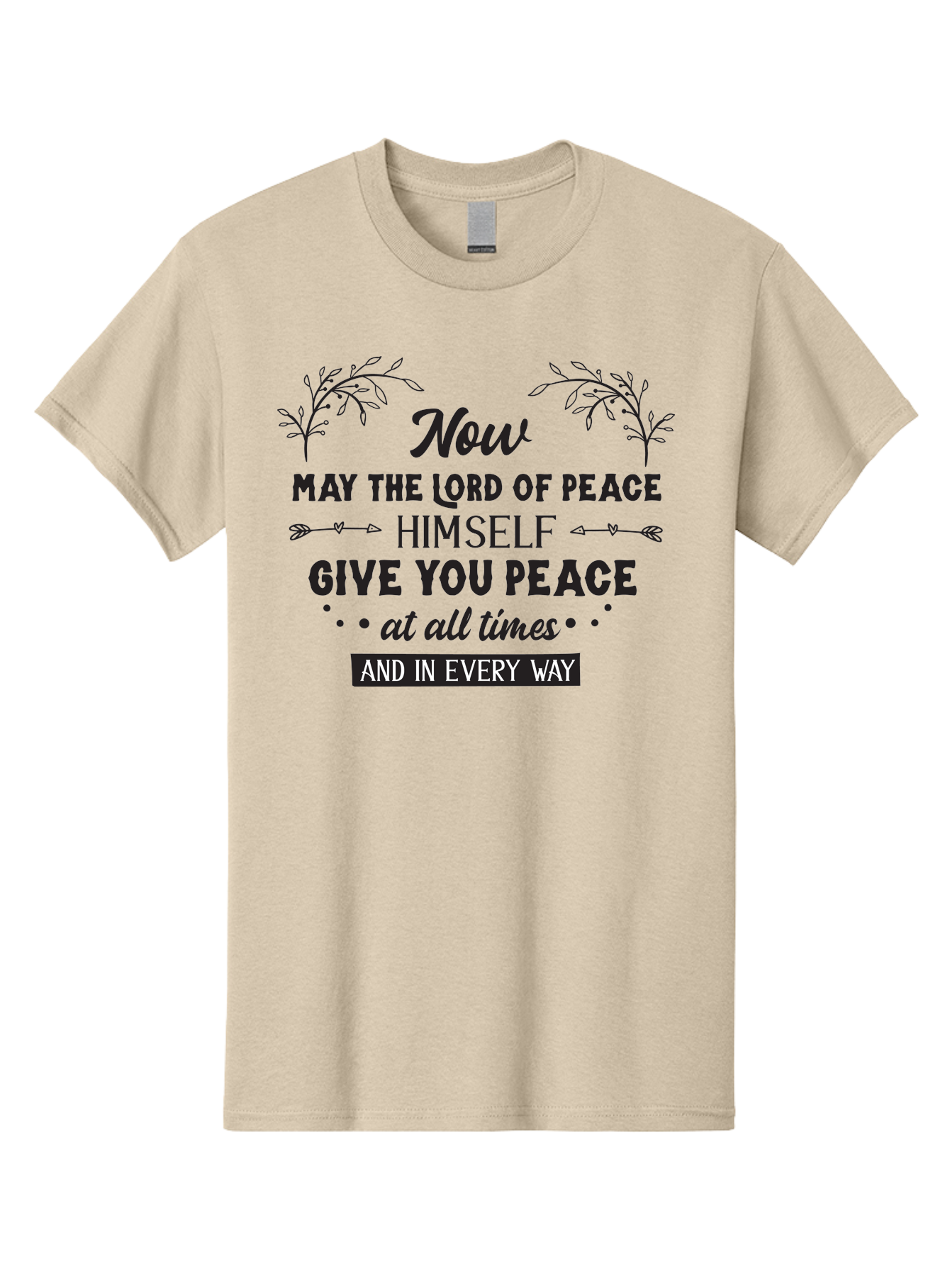 Lord-Of-Peace Men'S Graphic Tee, 100% Cotton, Comfortable Casual Summer Wear, Machine Washable, Inspirational Quote, Bible Verse, Motivational Phrase, Lord Of Peace, Peaceful Message, Spiritual Guidance, Faith-Based Graphic, Aac970