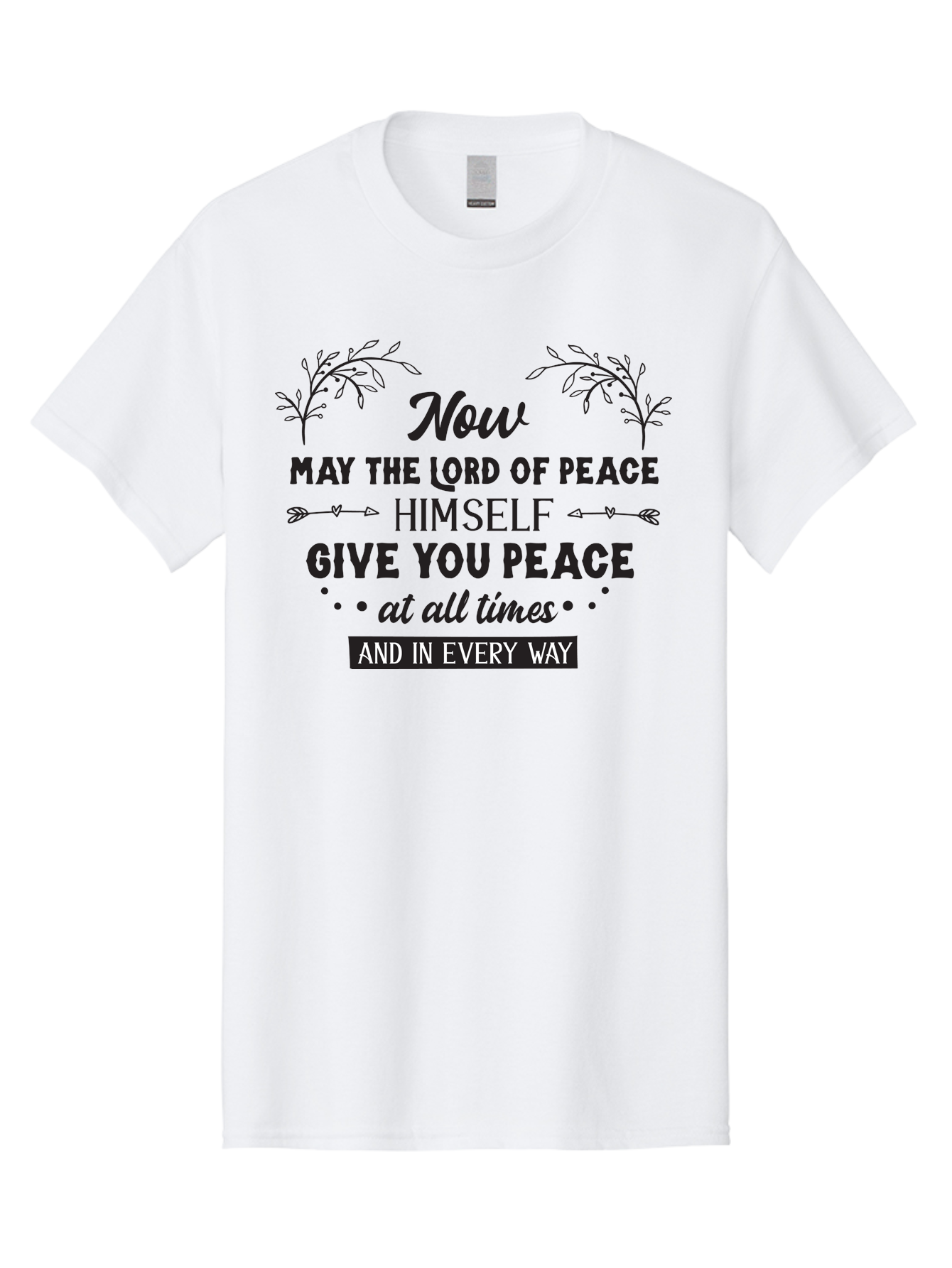 Lord-Of-Peace Men'S Graphic Tee, 100% Cotton, Comfortable Casual Summer Wear, Machine Washable, Inspirational Quote, Bible Verse, Motivational Phrase, Lord Of Peace, Peaceful Message, Spiritual Guidance, Faith-Based Graphic, Aac970