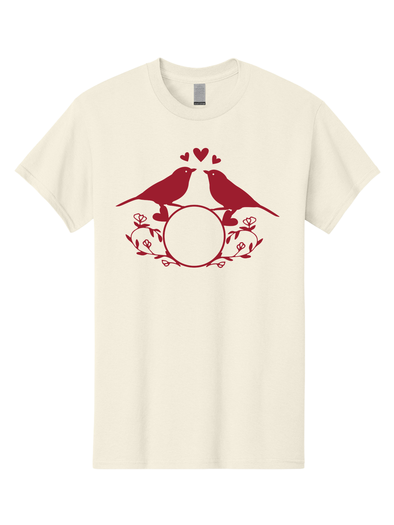 Love-Birds-1 Men'S Graphic Tee, 100% Cotton, Comfortable Casual Summer Wear, Machine Washable, Lovebirds Perched On Branch, Kissing, Surrounded By Hearts, Floral Wreath, Love Symbol, Romance, Tender Moment, Sweethearts, Couple Love Aac971