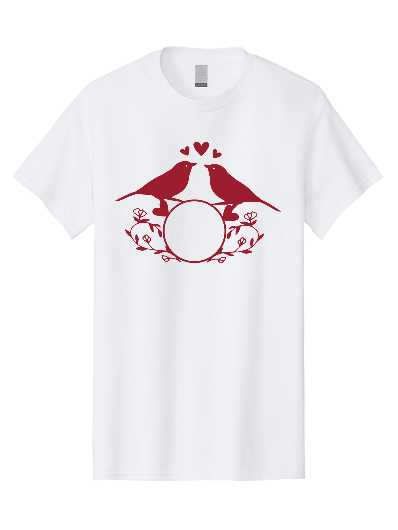 Love-Birds-1 Men'S Graphic Tee, 100% Cotton, Comfortable Casual Summer Wear, Machine Washable, Lovebirds Perched On Branch, Kissing, Surrounded By Hearts, Floral Wreath, Love Symbol, Romance, Tender Moment, Sweethearts, Couple Love Aac971