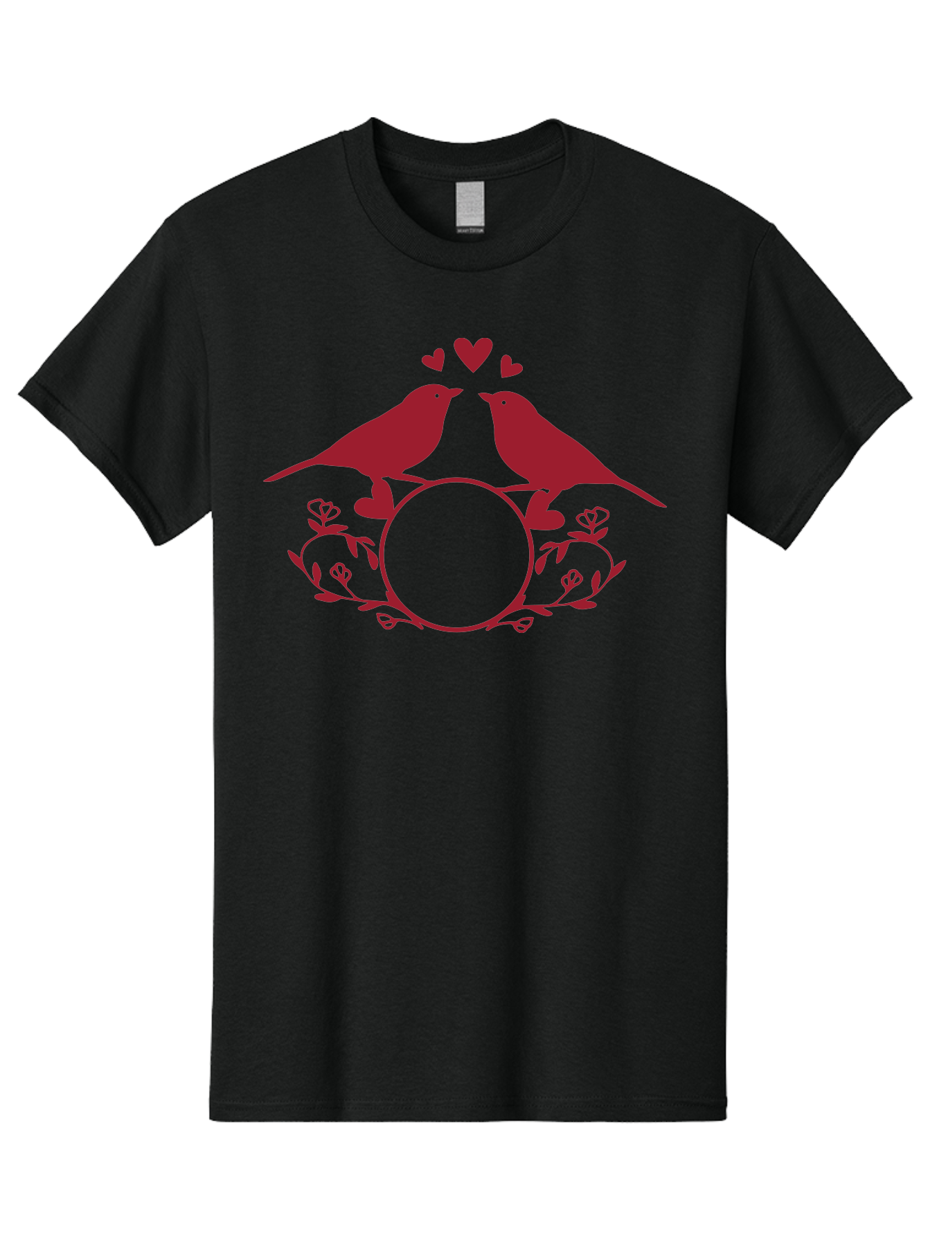 Love-Birds Men'S Graphic Tee, 100% Cotton, Comfortable Casual Summer Wear, Machine Washable, Love Birds Kissing, Heart Shaped Frame, Floral Design, Loving Couple, Romance, Love Birds Together, Tender Moment Aac972