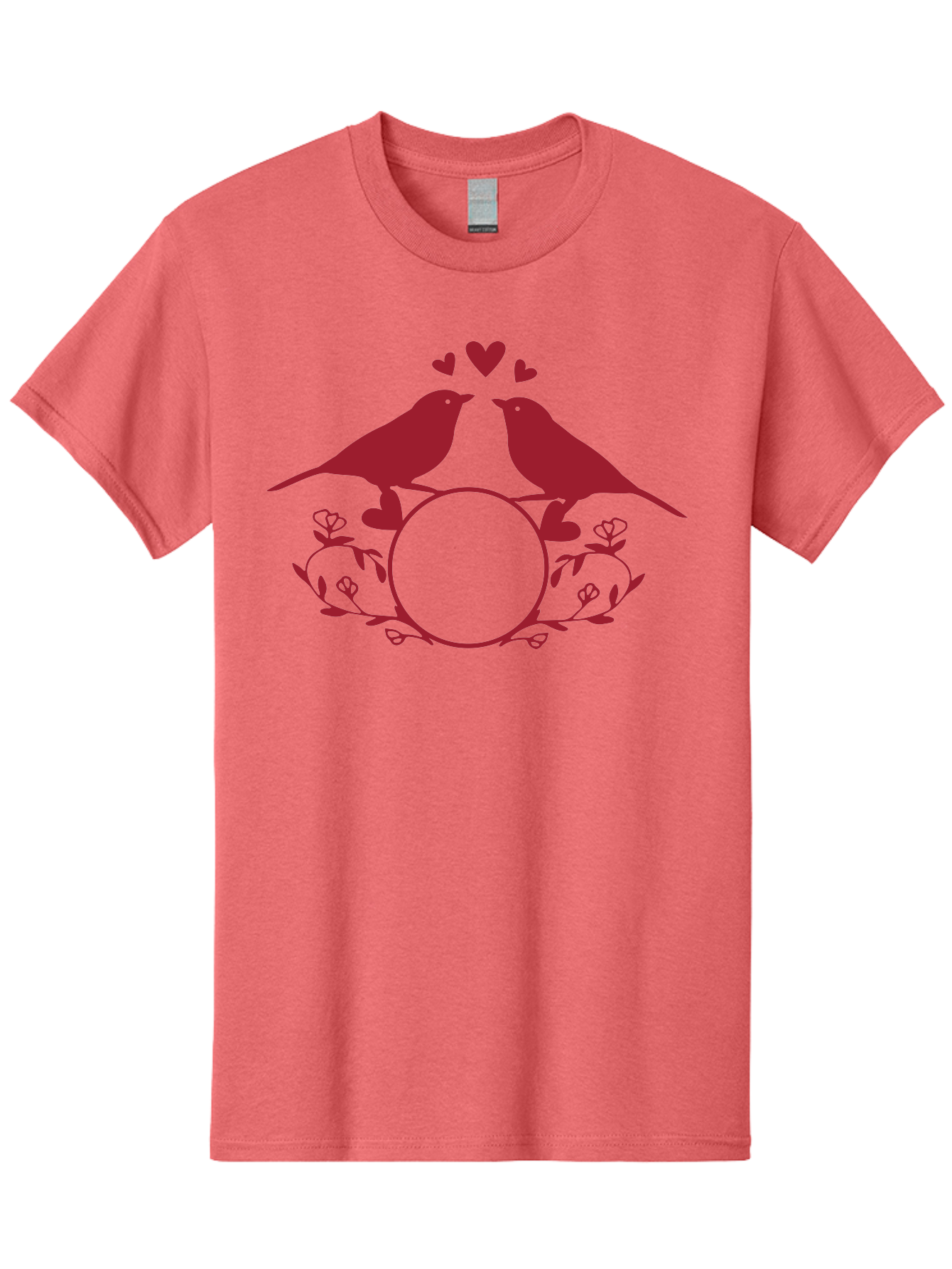 Love-Birds Men'S Graphic Tee, 100% Cotton, Comfortable Casual Summer Wear, Machine Washable, Love Birds Kissing, Heart Shaped Frame, Floral Design, Loving Couple, Romance, Love Birds Together, Tender Moment Aac972